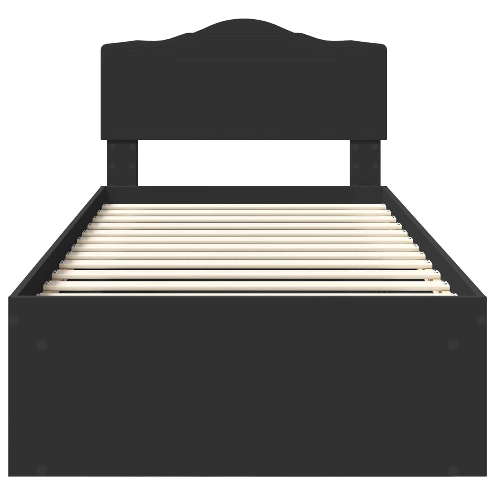 Bedframe met hoofdeinde Zwart 90 x 200 cm Massief grenenhout is nu te koop bij PeponiXL, paradijselijk wonen!