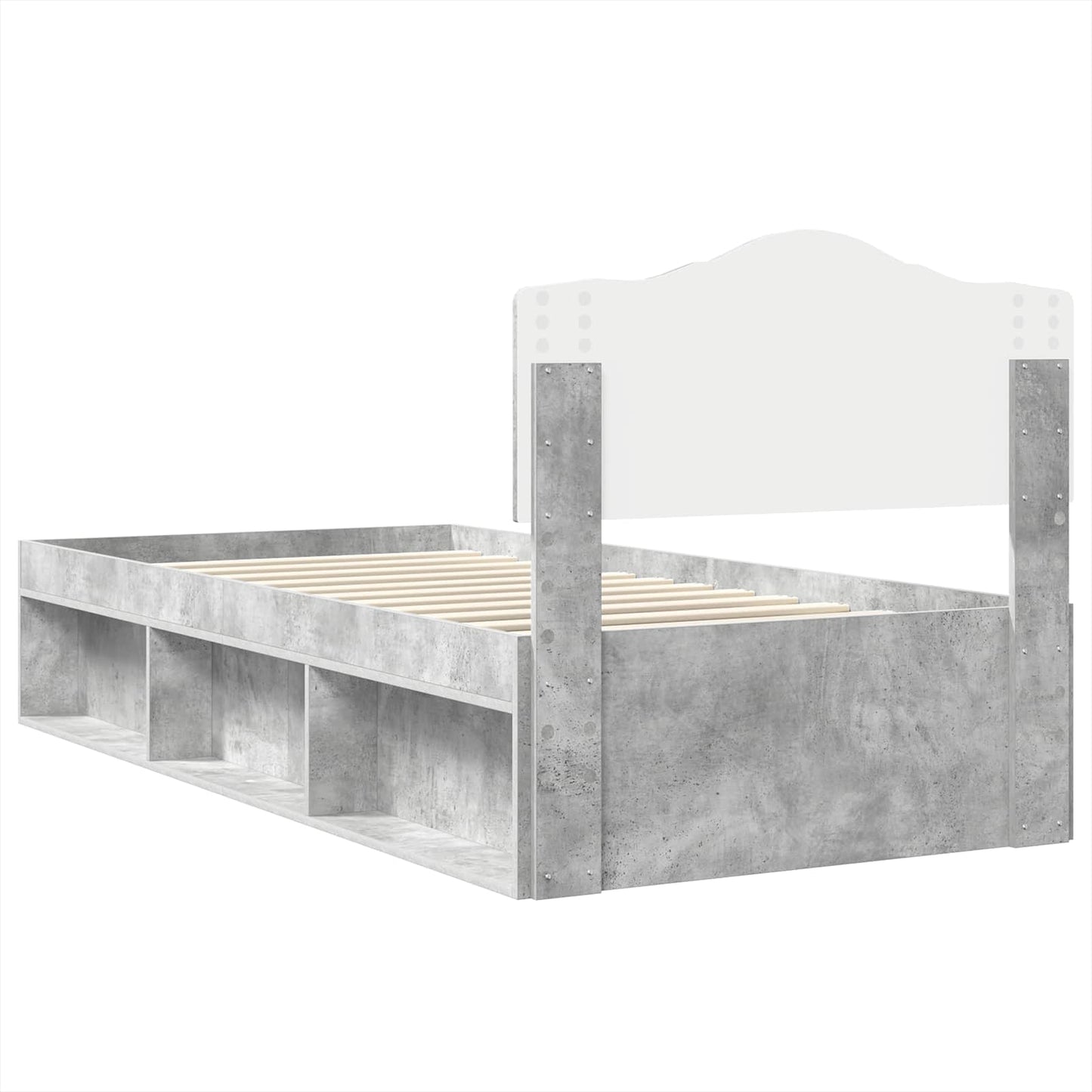 Bedframe met hoofdeinde Beton 90 x 200 cm Massief grenenhout is nu te koop bij PeponiXL, paradijselijk wonen!