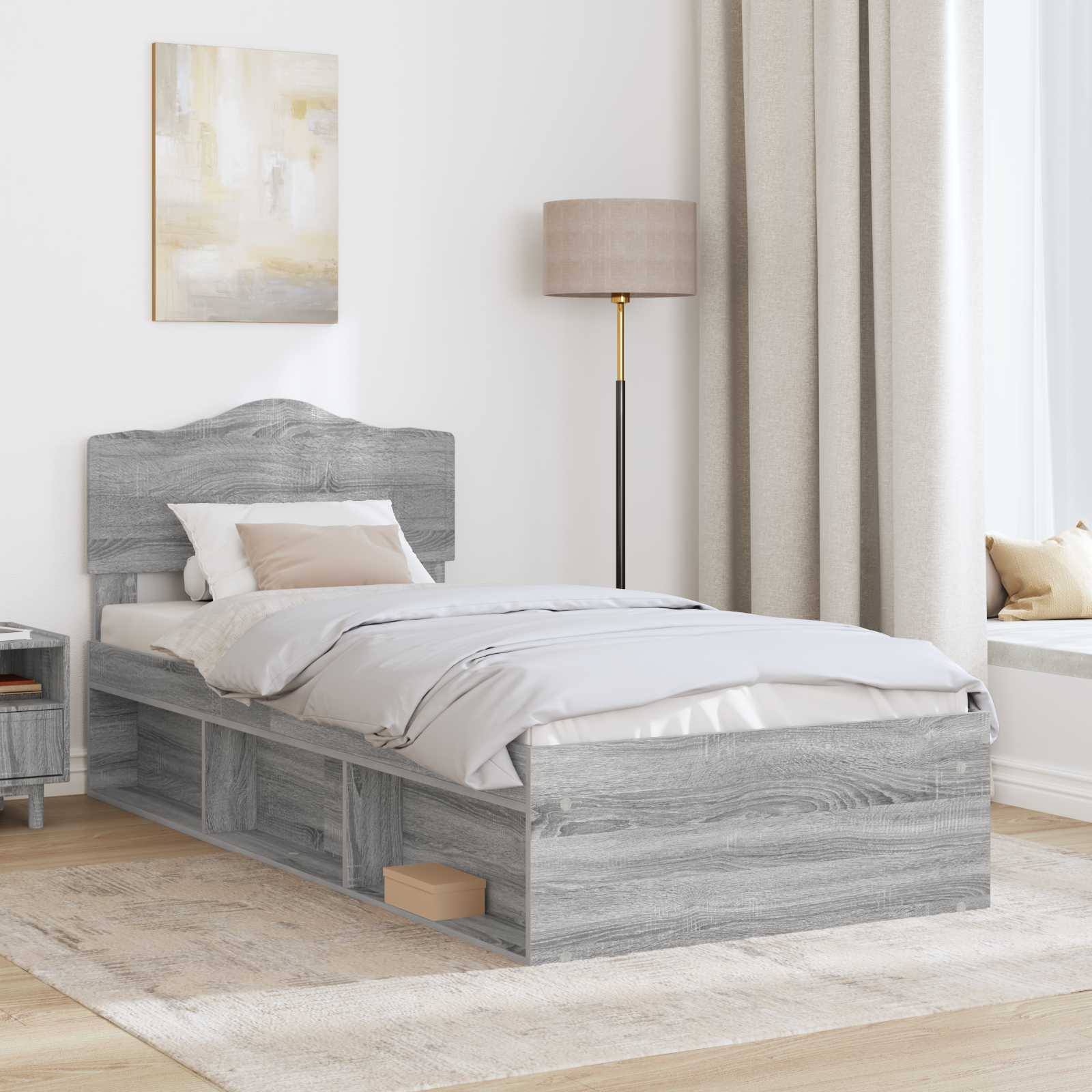 Bedframe Grijs Sonoma 90 x 200 cm Massief grenenhout is nu te koop bij PeponiXL, paradijselijk wonen!