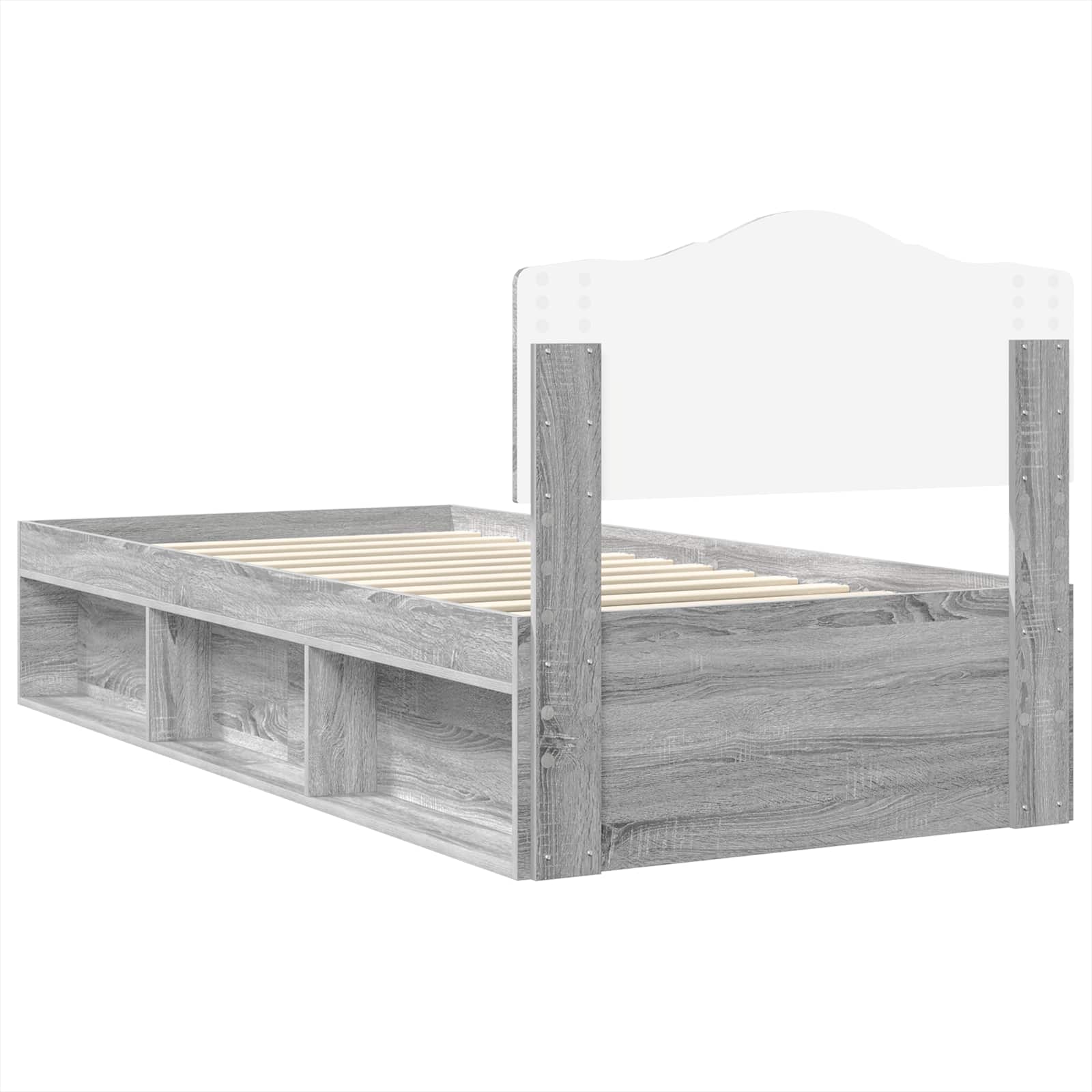 Bedframe Grijs Sonoma 90 x 200 cm Massief grenenhout is nu te koop bij PeponiXL, paradijselijk wonen!