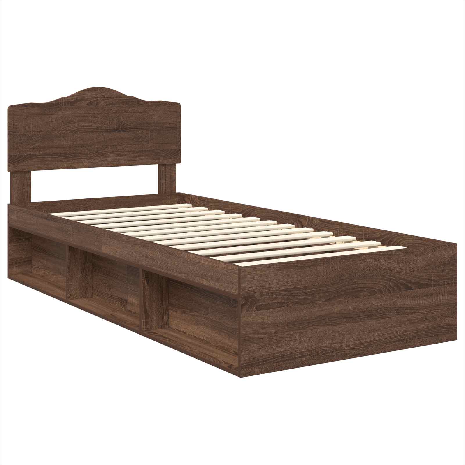 Bedframe Bruin Eiken 90 x 200 cm Massief grenenhout is nu te koop bij PeponiXL, paradijselijk wonen!