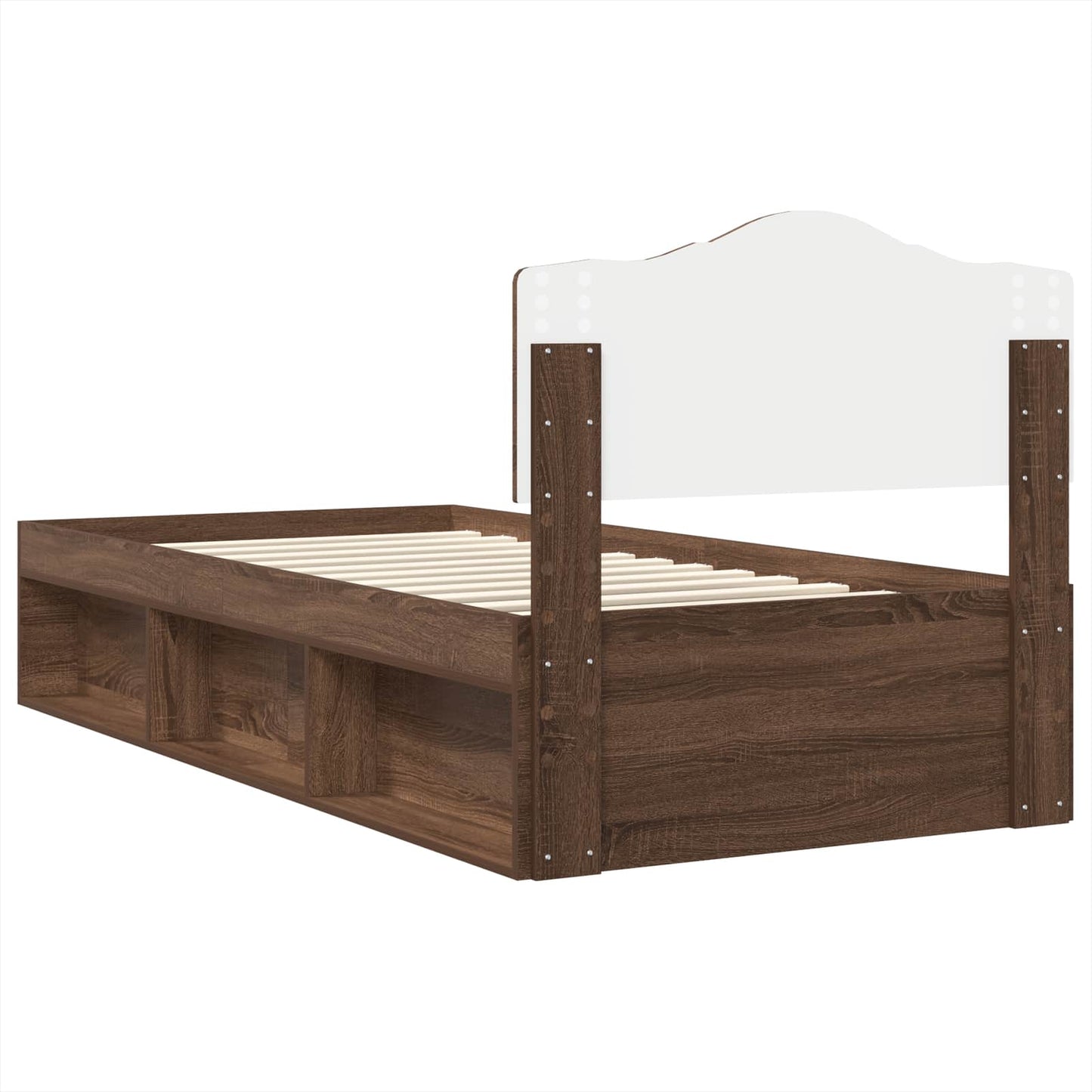 Bedframe Bruin Eiken 90 x 200 cm Massief grenenhout is nu te koop bij PeponiXL, paradijselijk wonen!