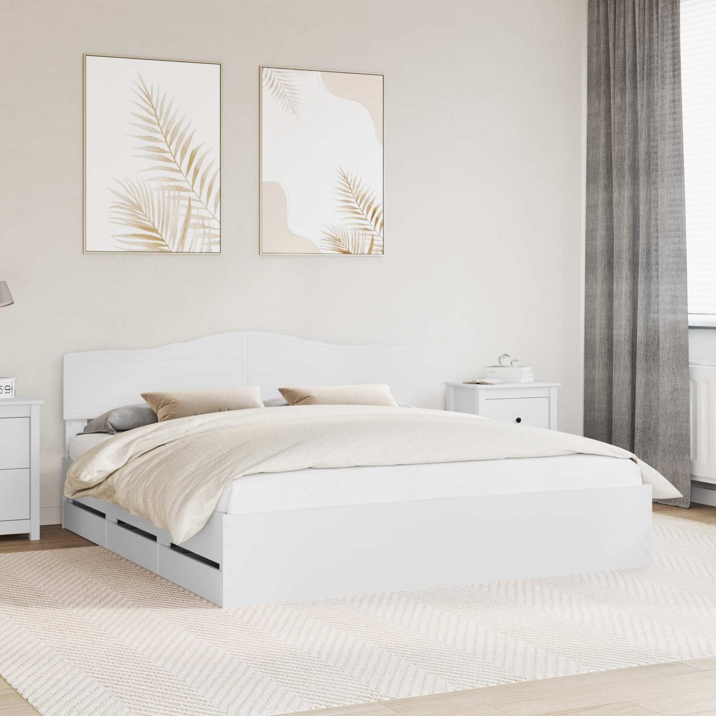 Bedframe met lade met opslag Wit 200 x 200 cm Ingenieurshout is nu te koop bij PeponiXL, paradijselijk wonen!