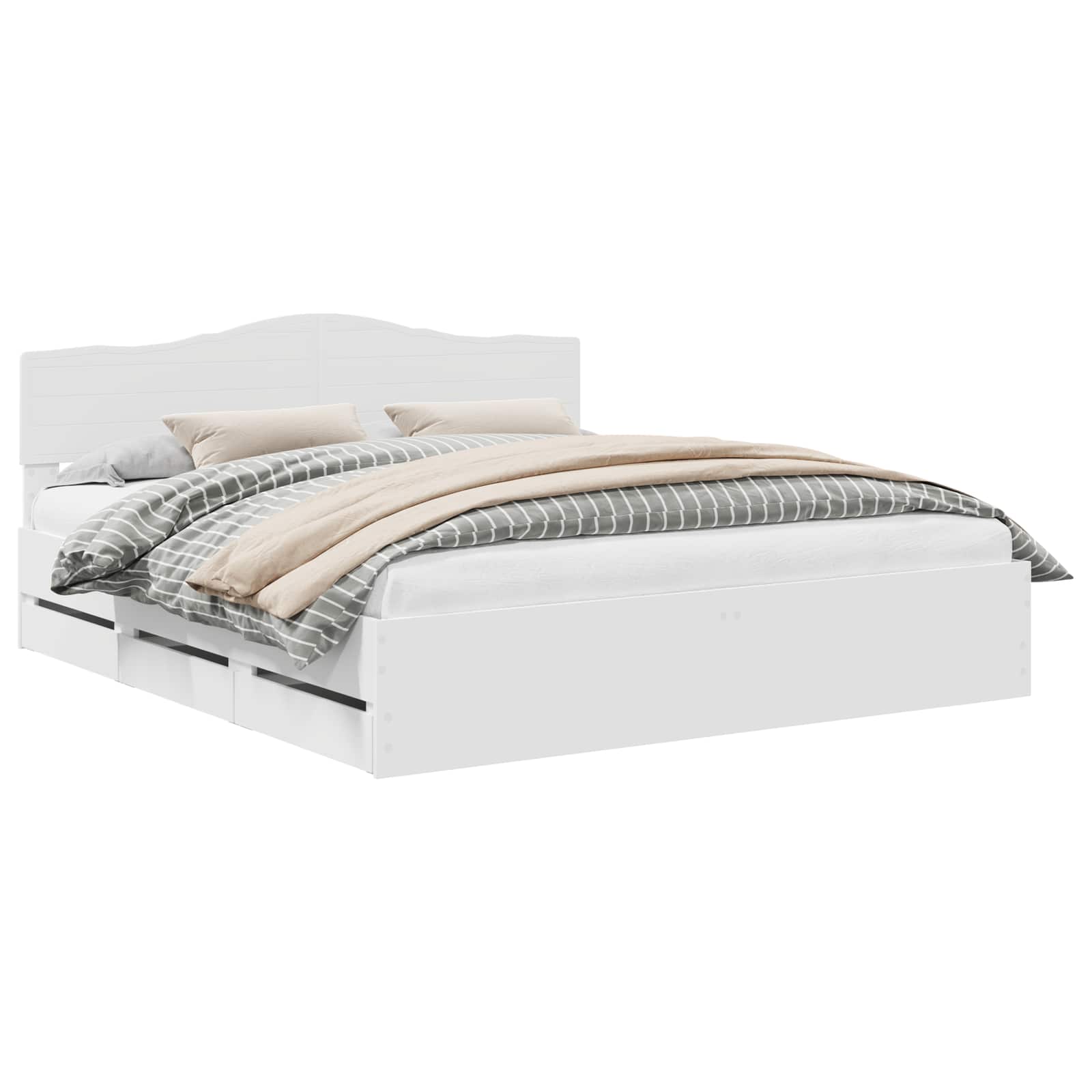 Bedframe met lade met opslag Wit 200 x 200 cm Ingenieurshout is nu te koop bij PeponiXL, paradijselijk wonen!