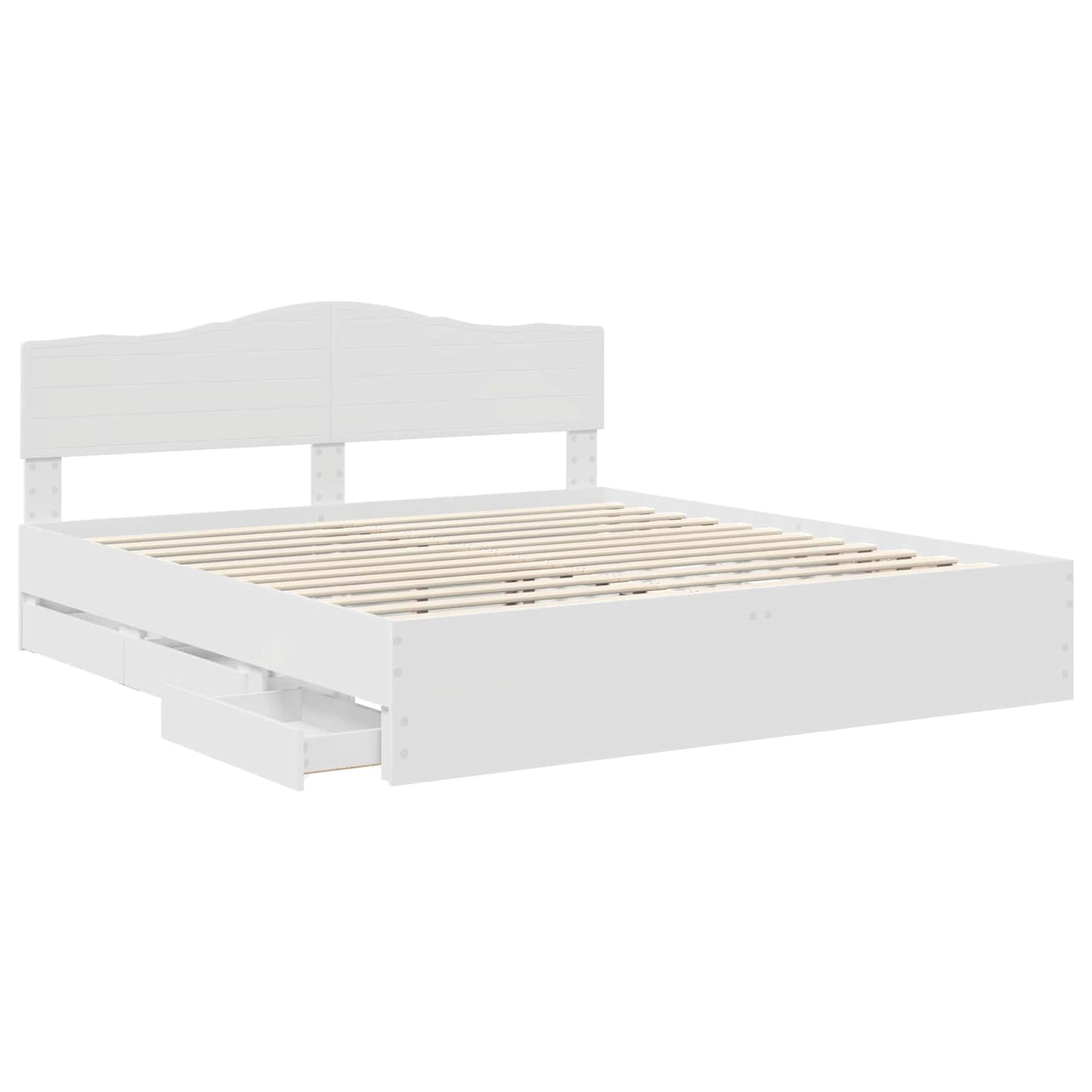 Bedframe met lade met opslag Wit 200 x 200 cm Ingenieurshout is nu te koop bij PeponiXL, paradijselijk wonen!