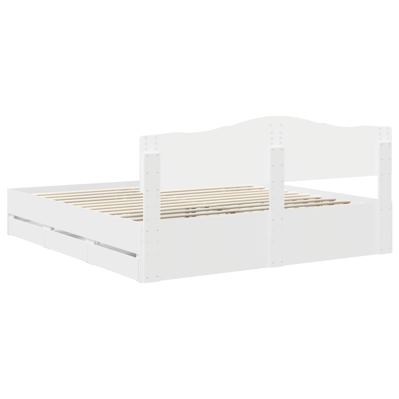 Bedframe met lade met opslag Wit 200 x 200 cm Ingenieurshout is nu te koop bij PeponiXL, paradijselijk wonen!