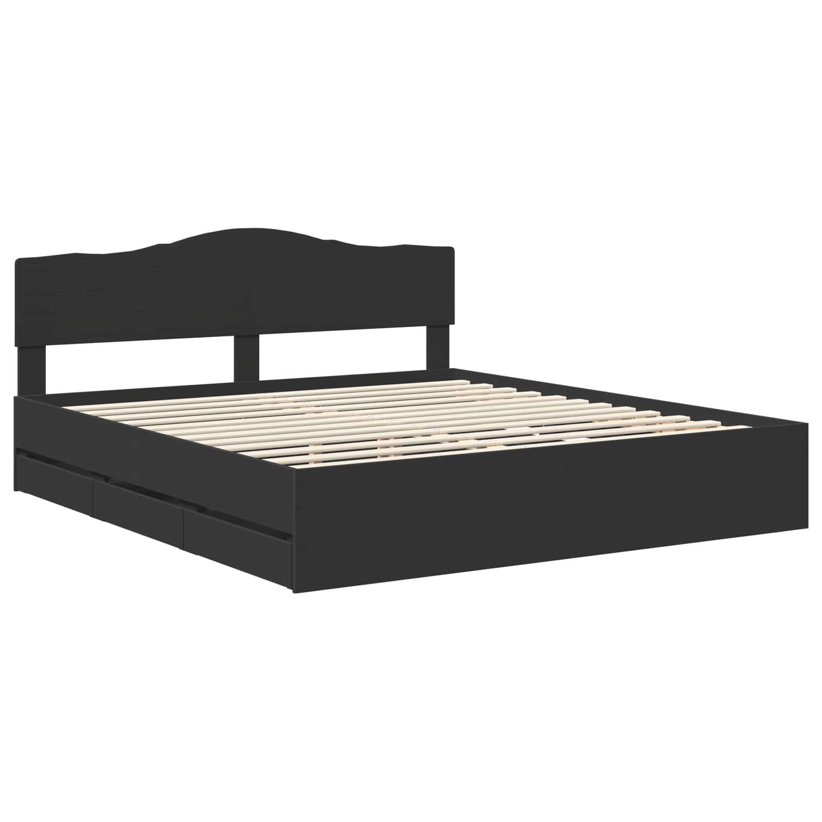 Bedframe met lade met opslag Zwart 200 x 200 cm Ingenieurshout is nu te koop bij PeponiXL, paradijselijk wonen!