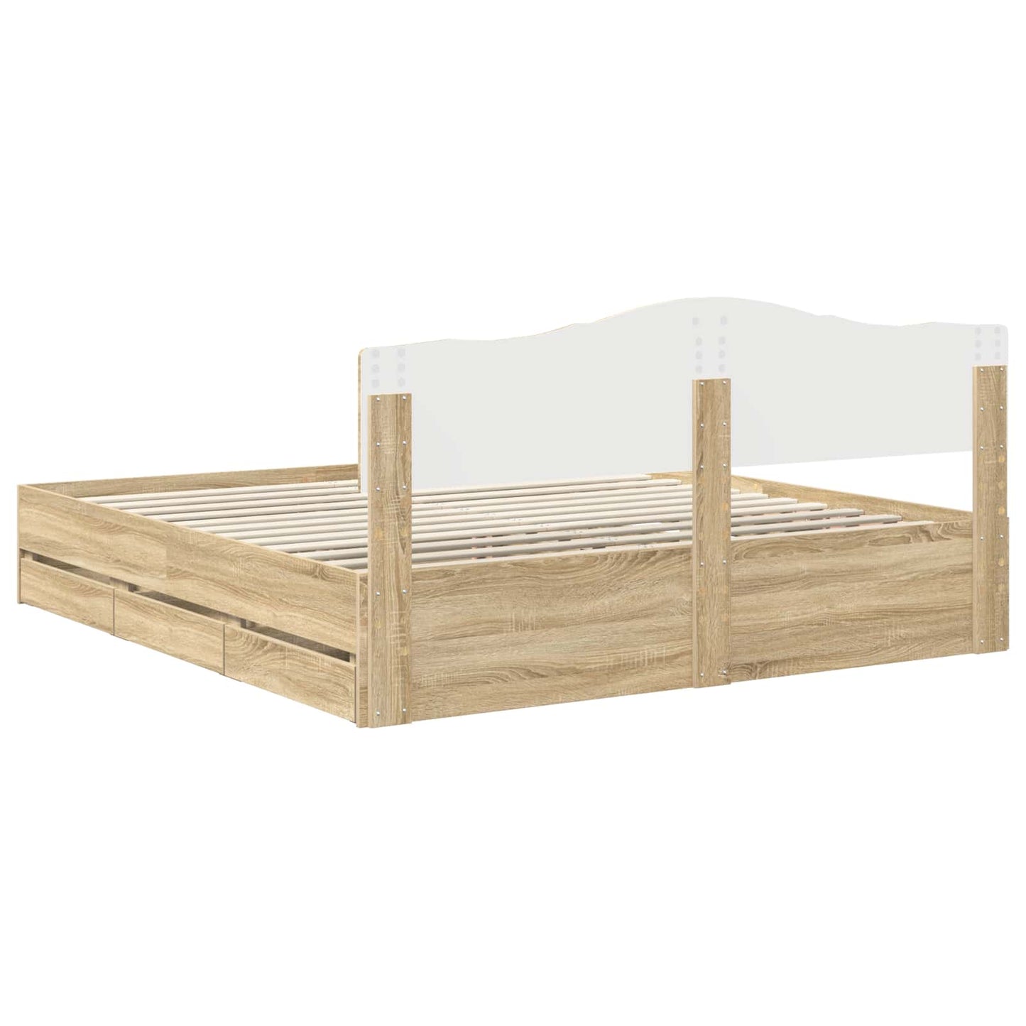 Bedframe met lade Sonoma Eiken 200 x 200 cm Ingenieurshout is nu te koop bij PeponiXL, paradijselijk wonen!