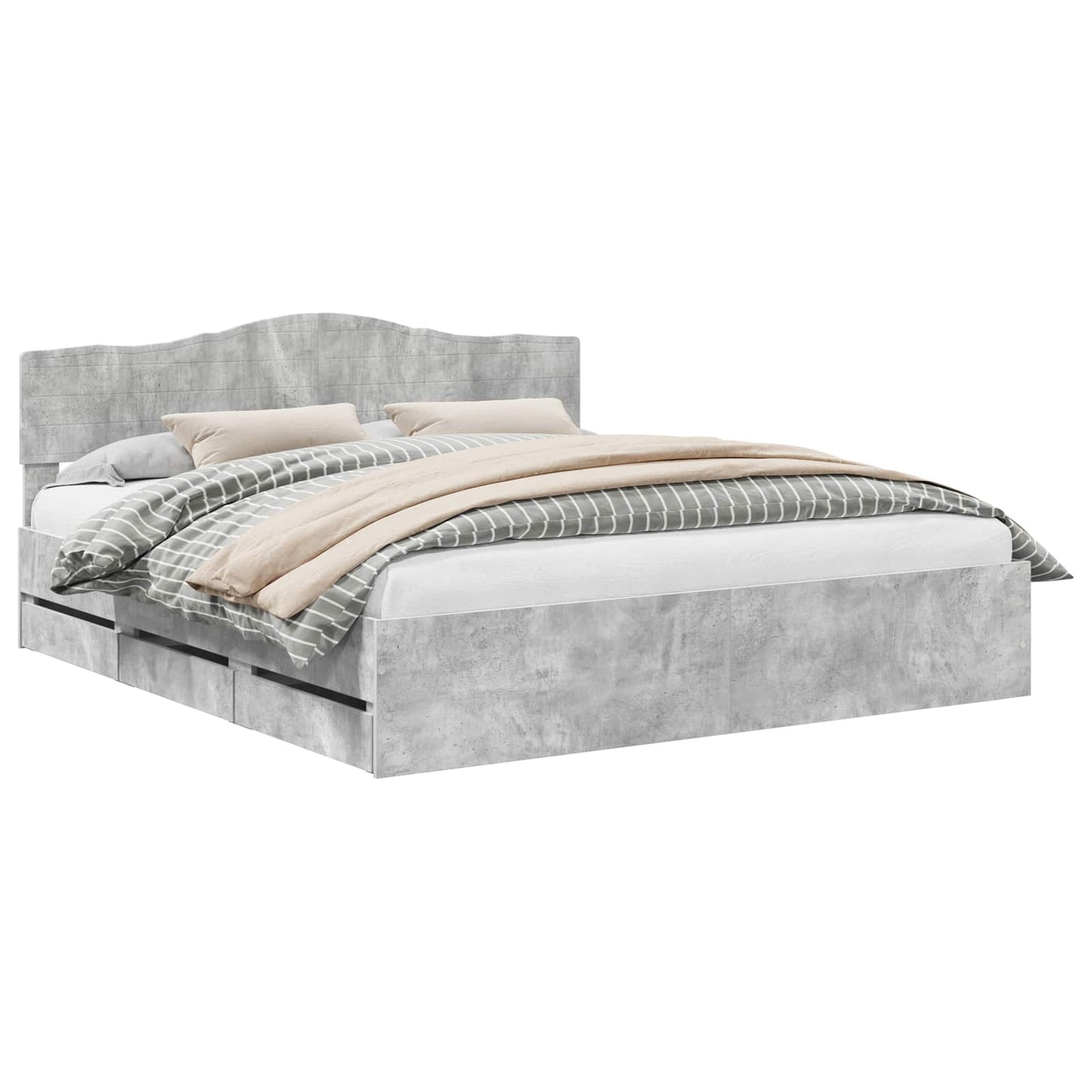 Bedframe met lade Beton Grijs 200 x 200 cm Ingenieurshout is nu te koop bij PeponiXL, paradijselijk wonen!