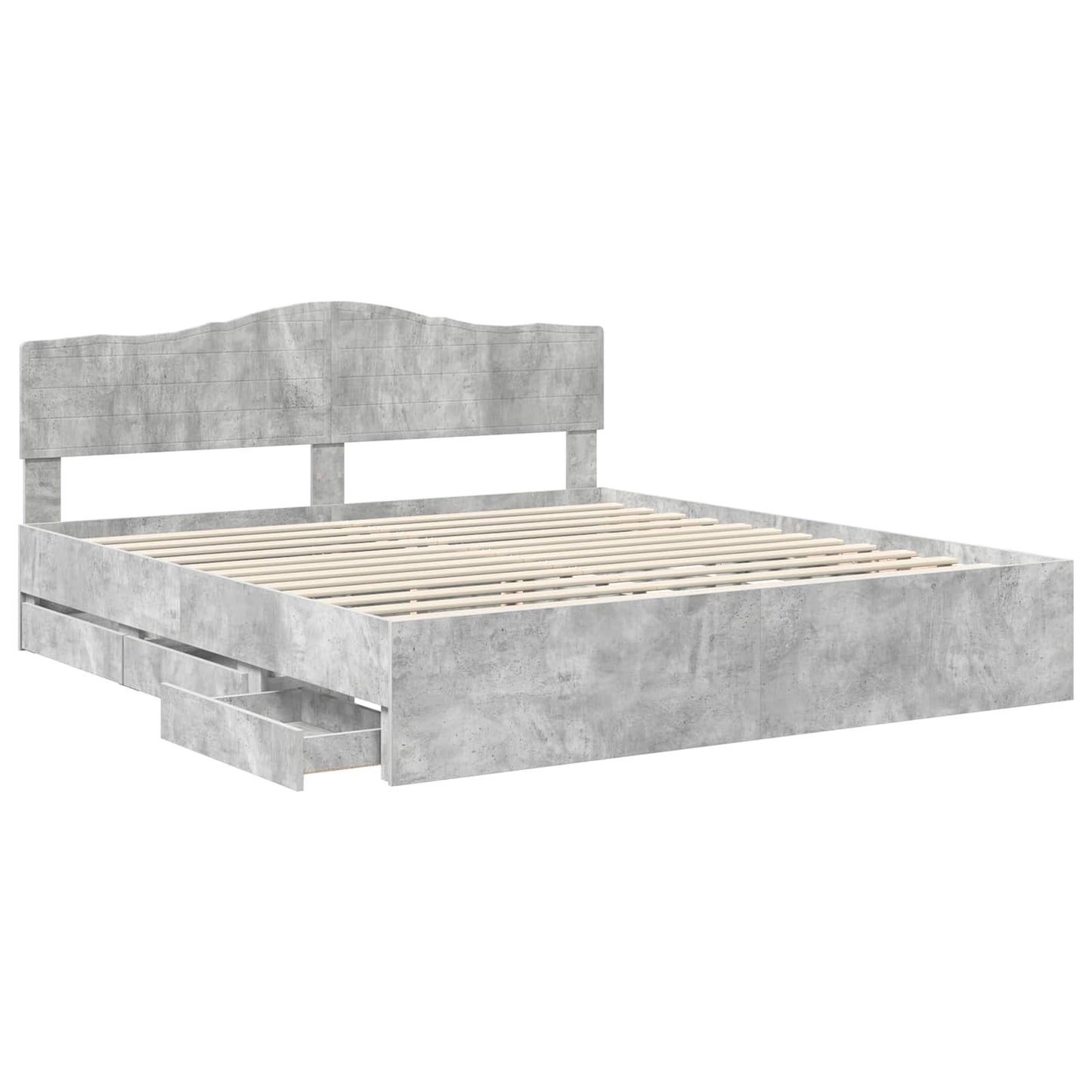 Bedframe met lade Beton Grijs 200 x 200 cm Ingenieurshout is nu te koop bij PeponiXL, paradijselijk wonen!