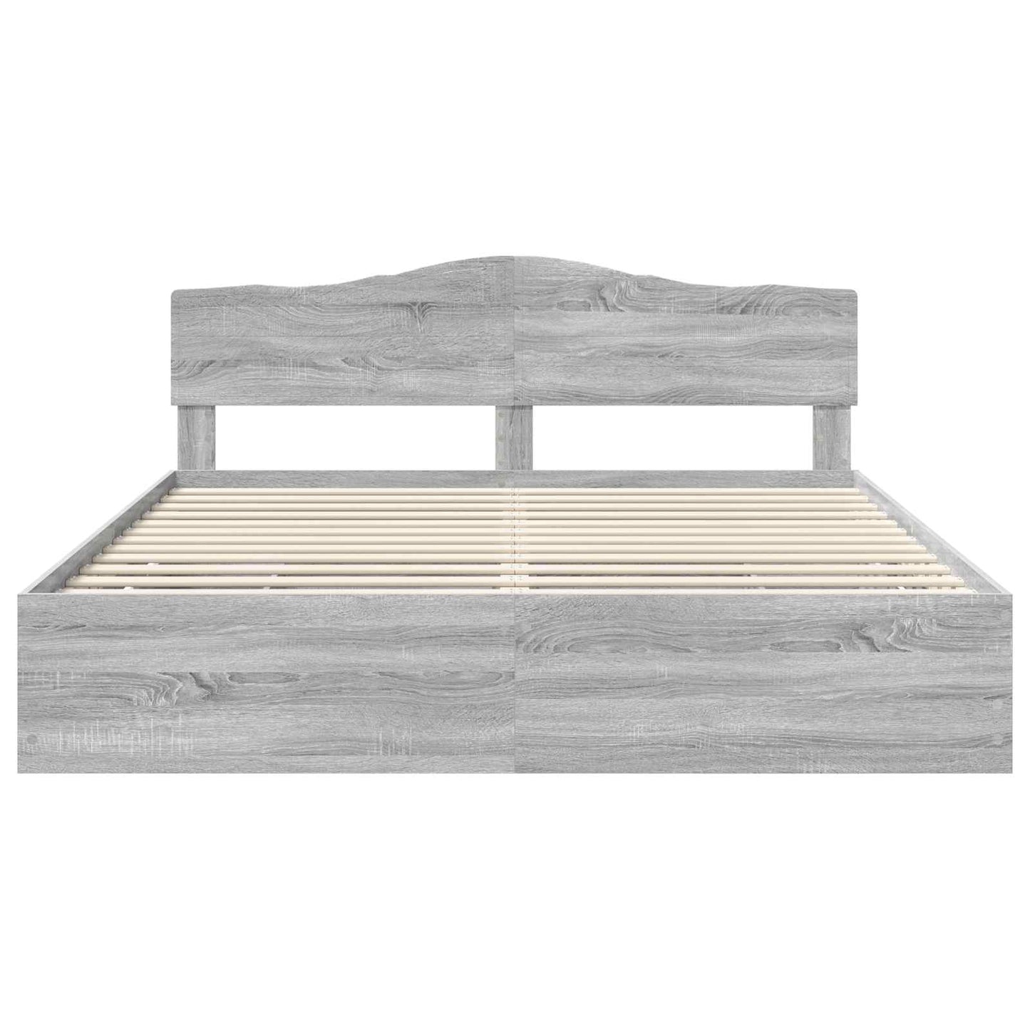Bedframe met lade Grijs Sonoma 200 x 200 cm Ingenieurshout is nu te koop bij PeponiXL, paradijselijk wonen!