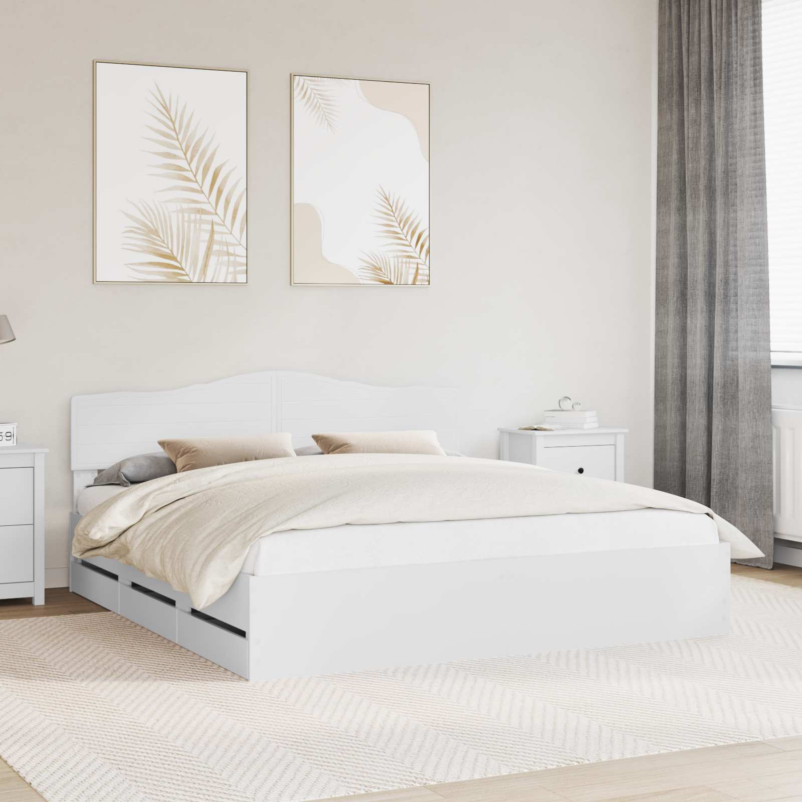 Bedframe met lade met opslag Wit 180 x 200 cm Ingenieurshout is nu te koop bij PeponiXL, paradijselijk wonen!