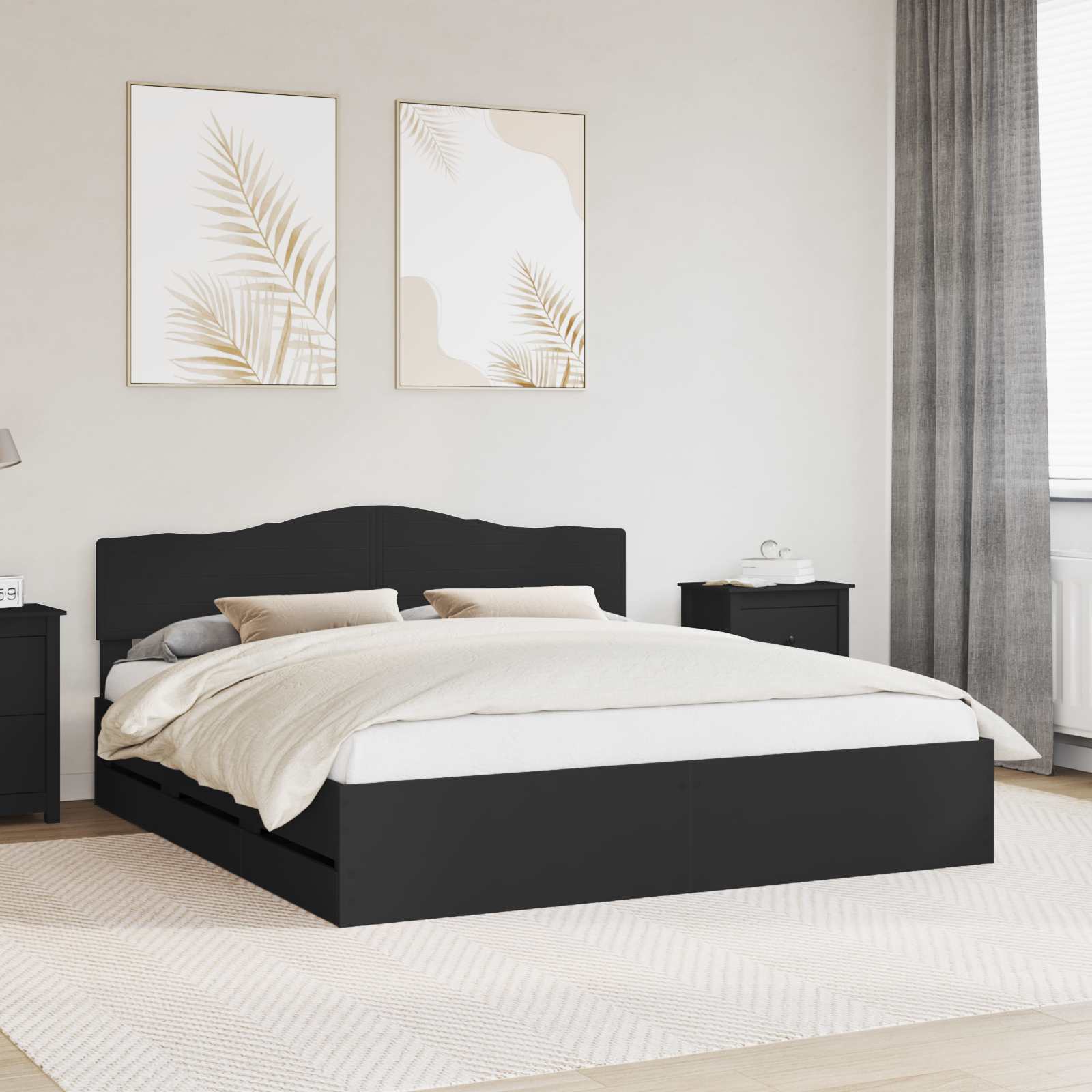 Bedframe met lade met opslag Zwart 180 x 200 cm Ingenieurshout is nu te koop bij PeponiXL, paradijselijk wonen!