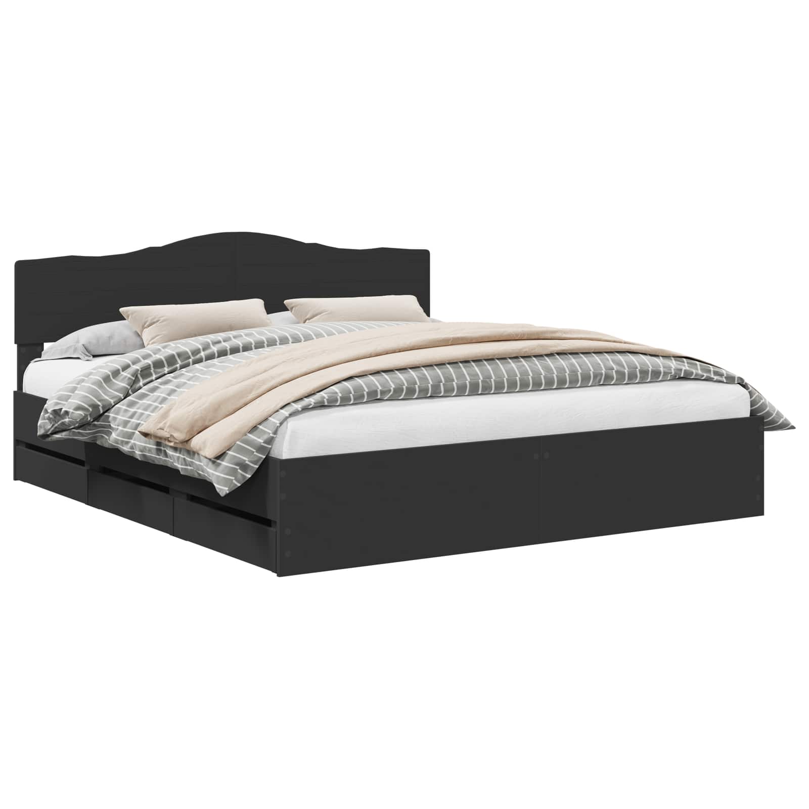 Bedframe met lade met opslag Zwart 180 x 200 cm Ingenieurshout is nu te koop bij PeponiXL, paradijselijk wonen!