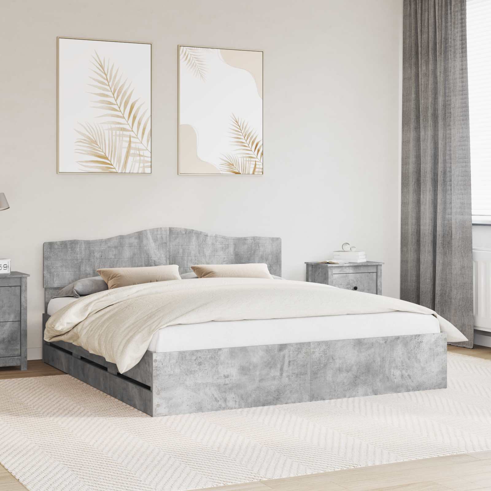 Bedframe met lade Beton Grijs 180 x 200 cm Ingenieurshout is nu te koop bij PeponiXL, paradijselijk wonen!