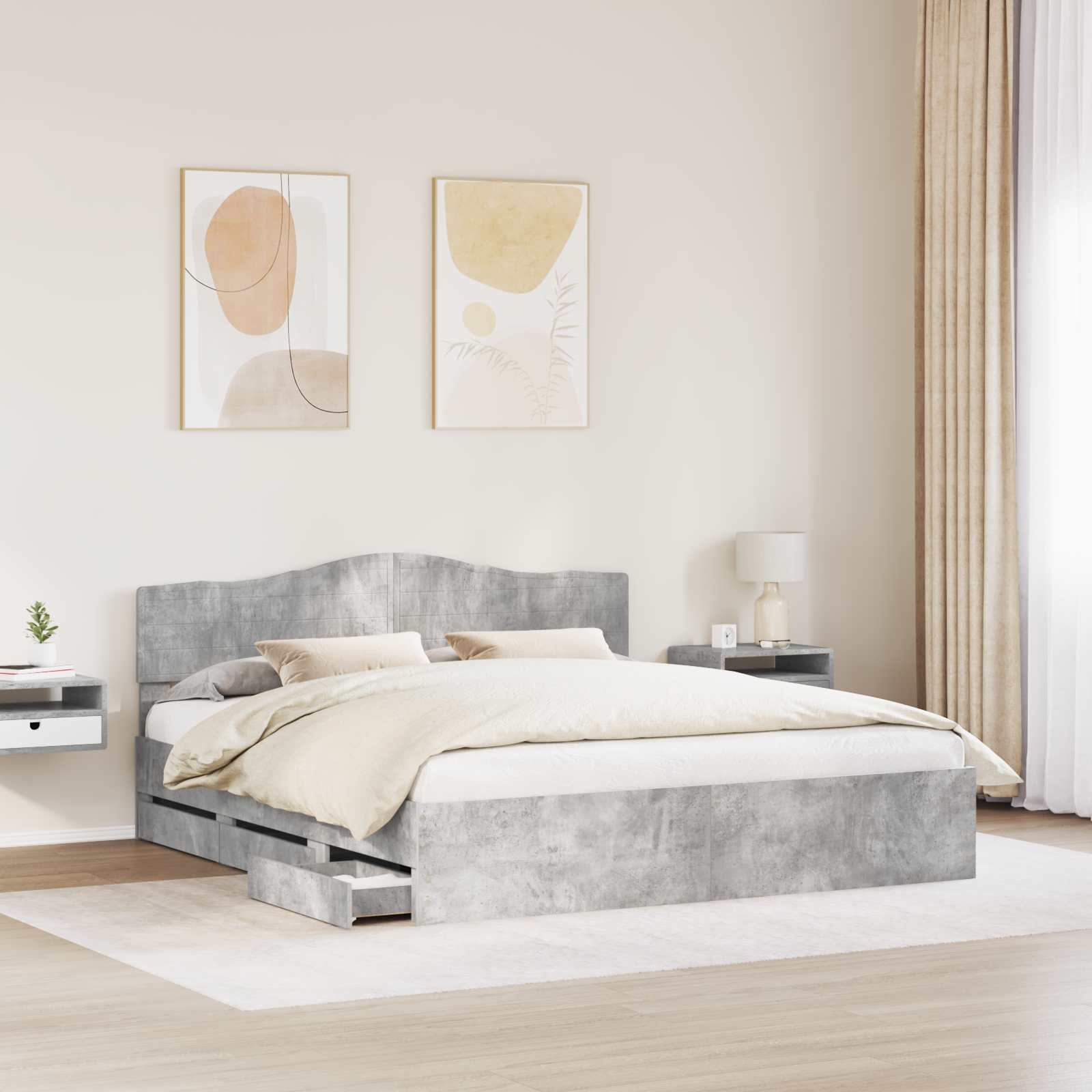 Bedframe met lade Beton Grijs 180 x 200 cm Ingenieurshout is nu te koop bij PeponiXL, paradijselijk wonen!