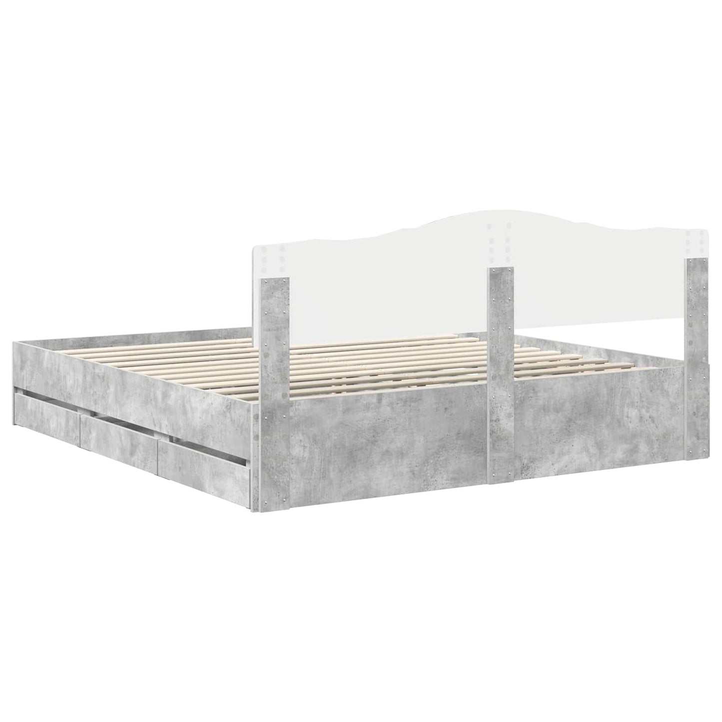 Bedframe met lade Beton Grijs 180 x 200 cm Ingenieurshout is nu te koop bij PeponiXL, paradijselijk wonen!