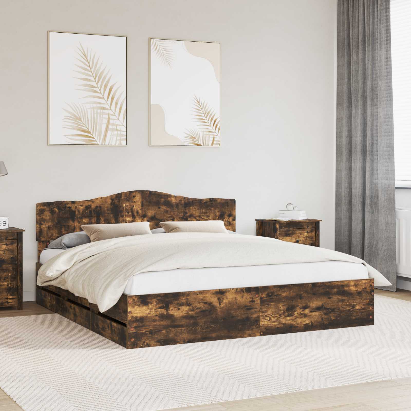 Bedframe met lade Gerookt eiken 180 x 200 cm Ingenieurshout is nu te koop bij PeponiXL, paradijselijk wonen!