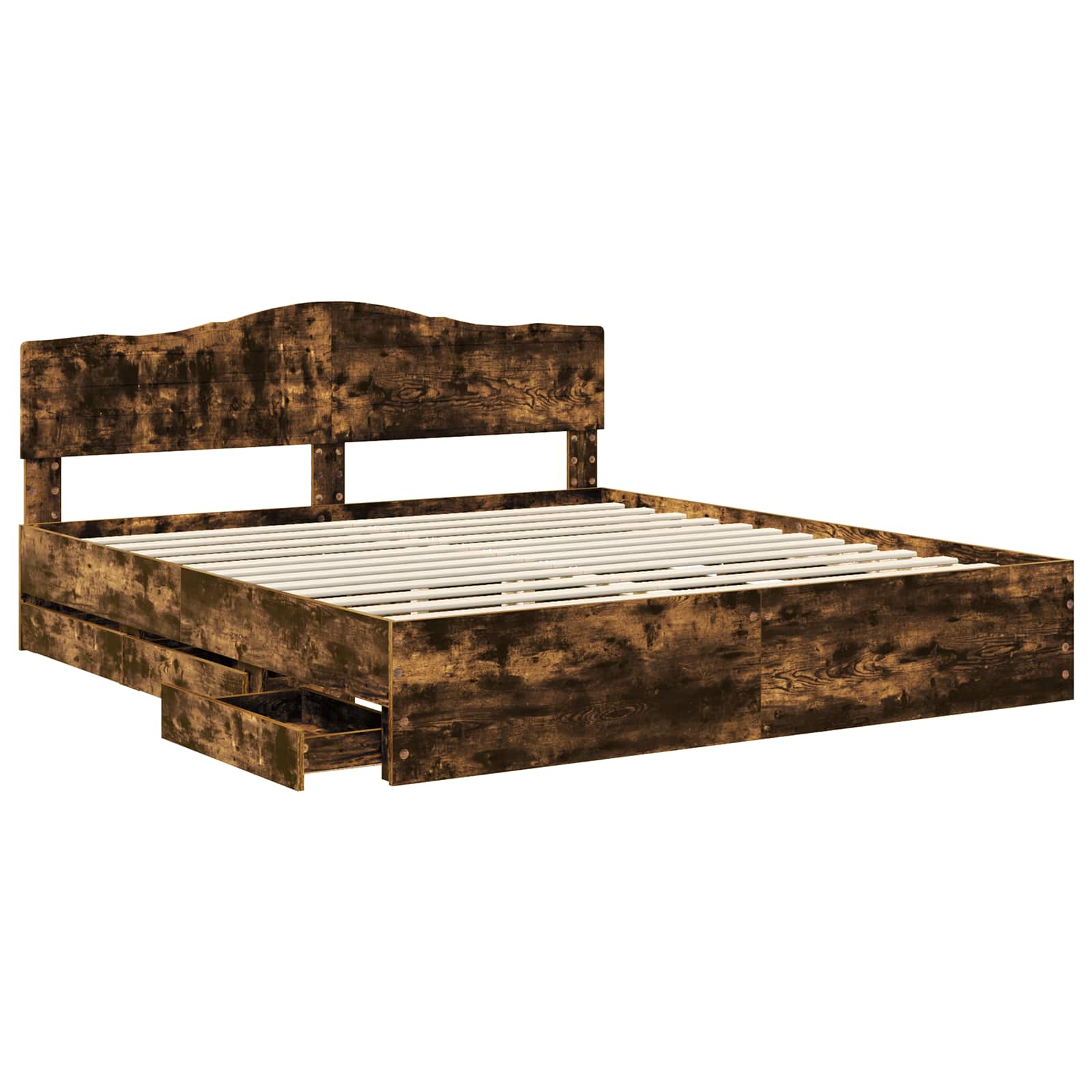 Bedframe met lade Gerookt eiken 180 x 200 cm Ingenieurshout is nu te koop bij PeponiXL, paradijselijk wonen!