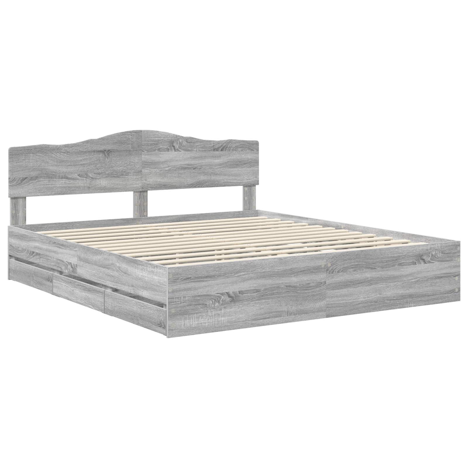Bedframe met lade Grijs Sonoma 180 x 200 cm Ingenieurshout is nu te koop bij PeponiXL, paradijselijk wonen!