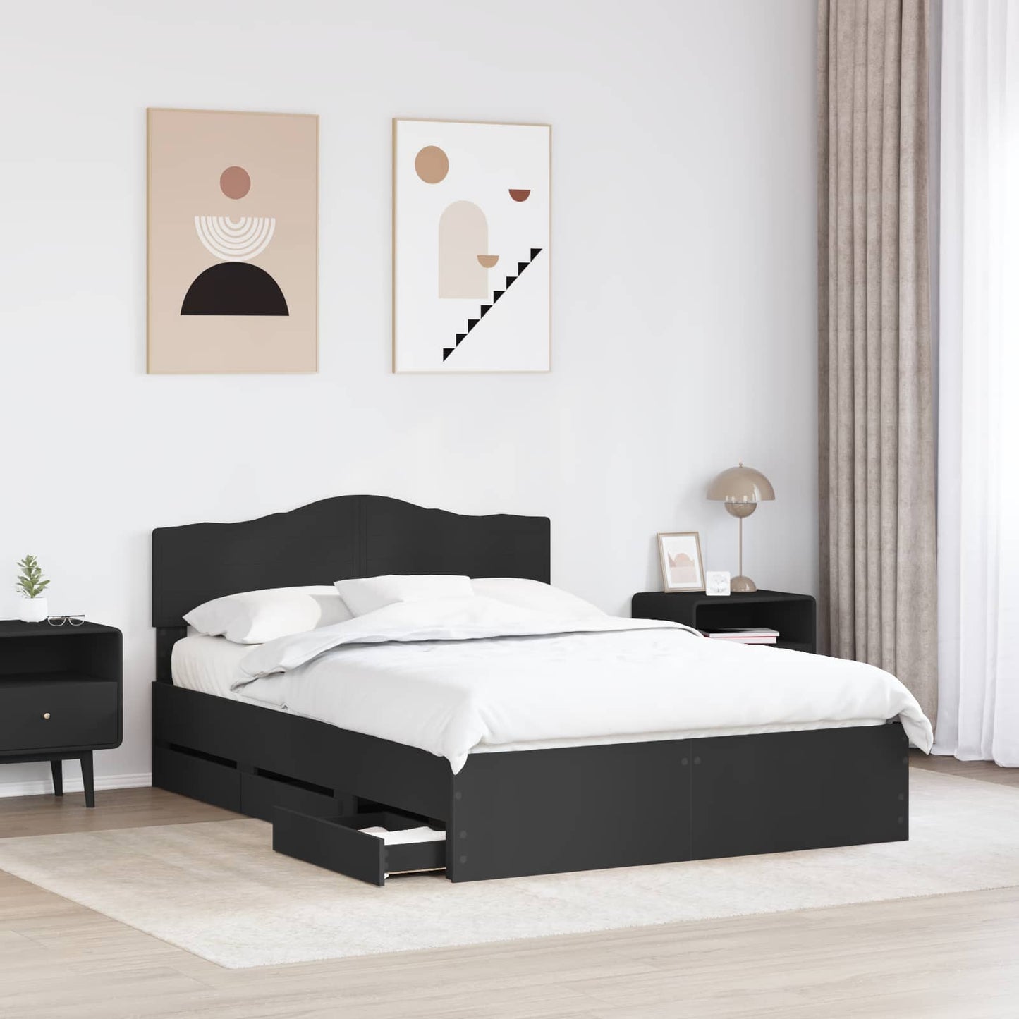 Bedframe met lade met opslag Zwart 160 x 200 cm Ingenieurshout is nu te koop bij PeponiXL, paradijselijk wonen!