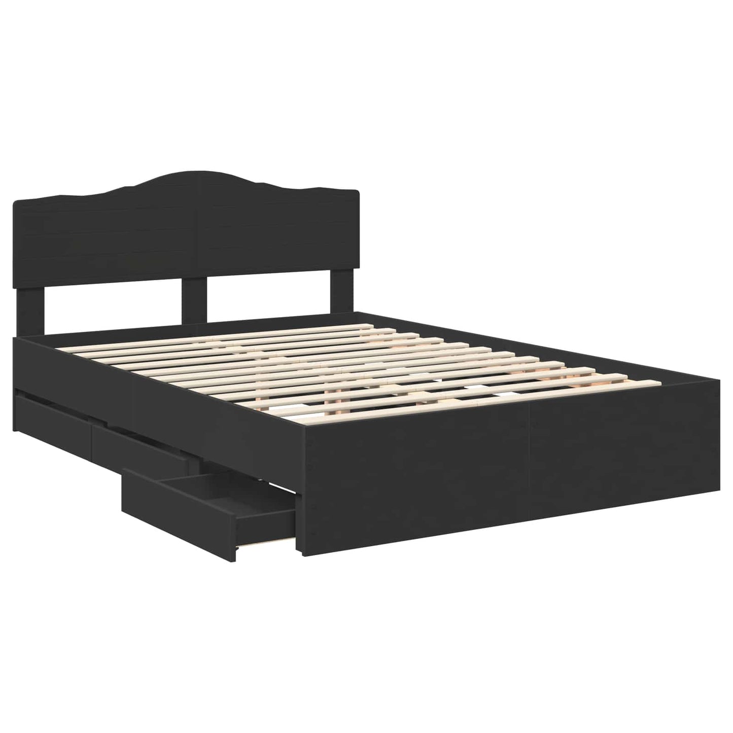 Bedframe met lade met opslag Zwart 160 x 200 cm Ingenieurshout is nu te koop bij PeponiXL, paradijselijk wonen!