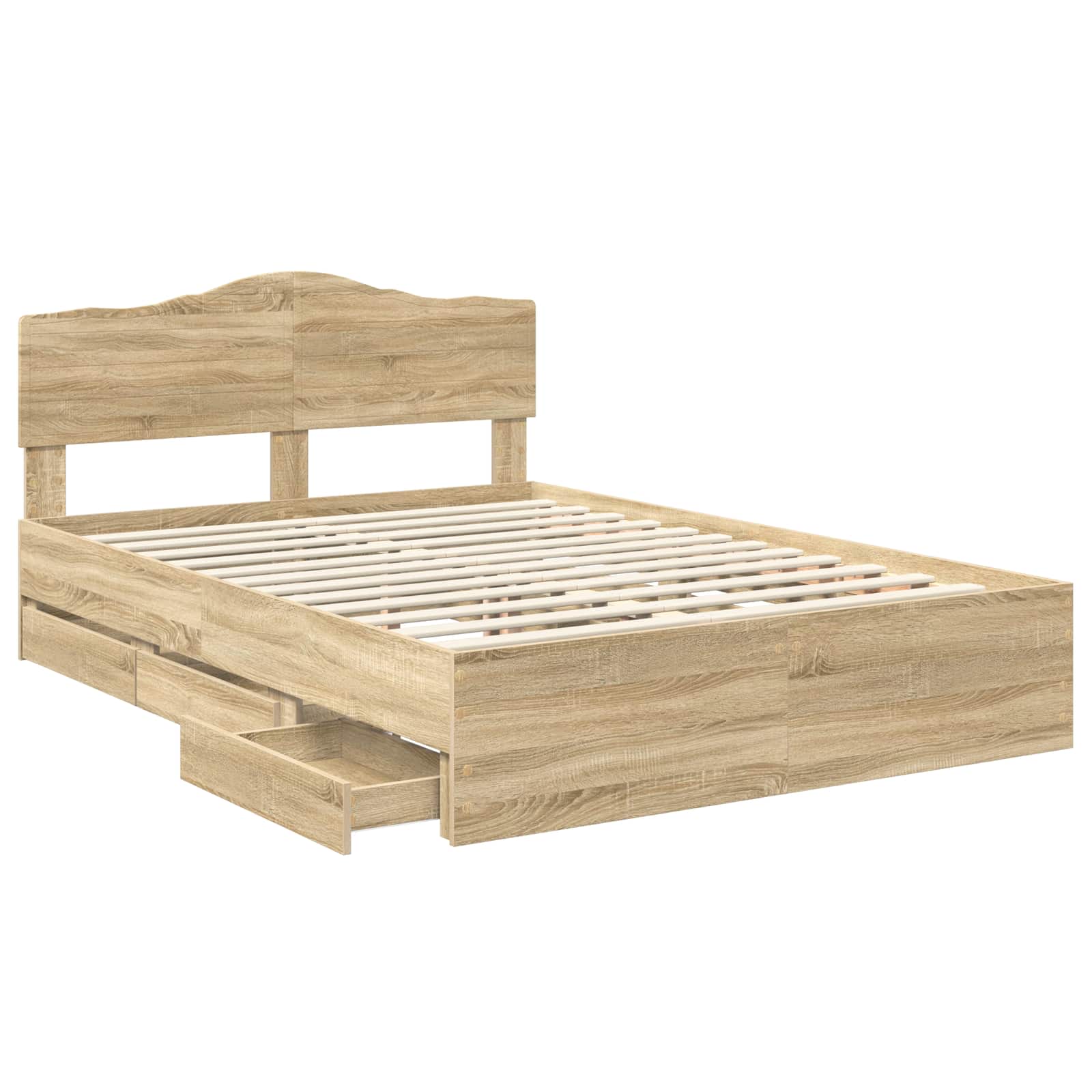 Bedframe met lade Sonoma Eiken 160 x 200 cm Ingenieurshout is nu te koop bij PeponiXL, paradijselijk wonen!