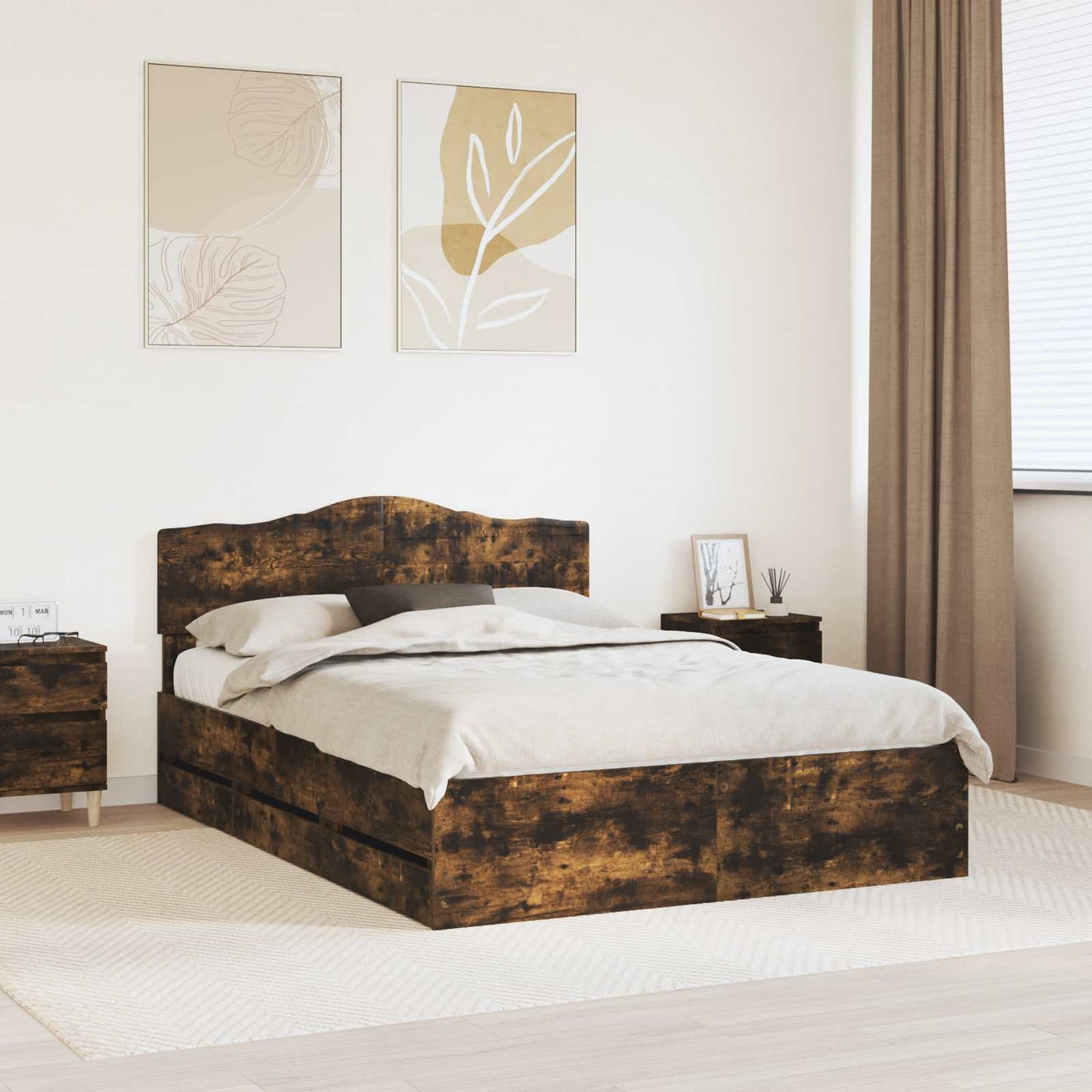 Bedframe met lade Gerookt eiken 160 x 200 cm Ingenieurshout is nu te koop bij PeponiXL, paradijselijk wonen!