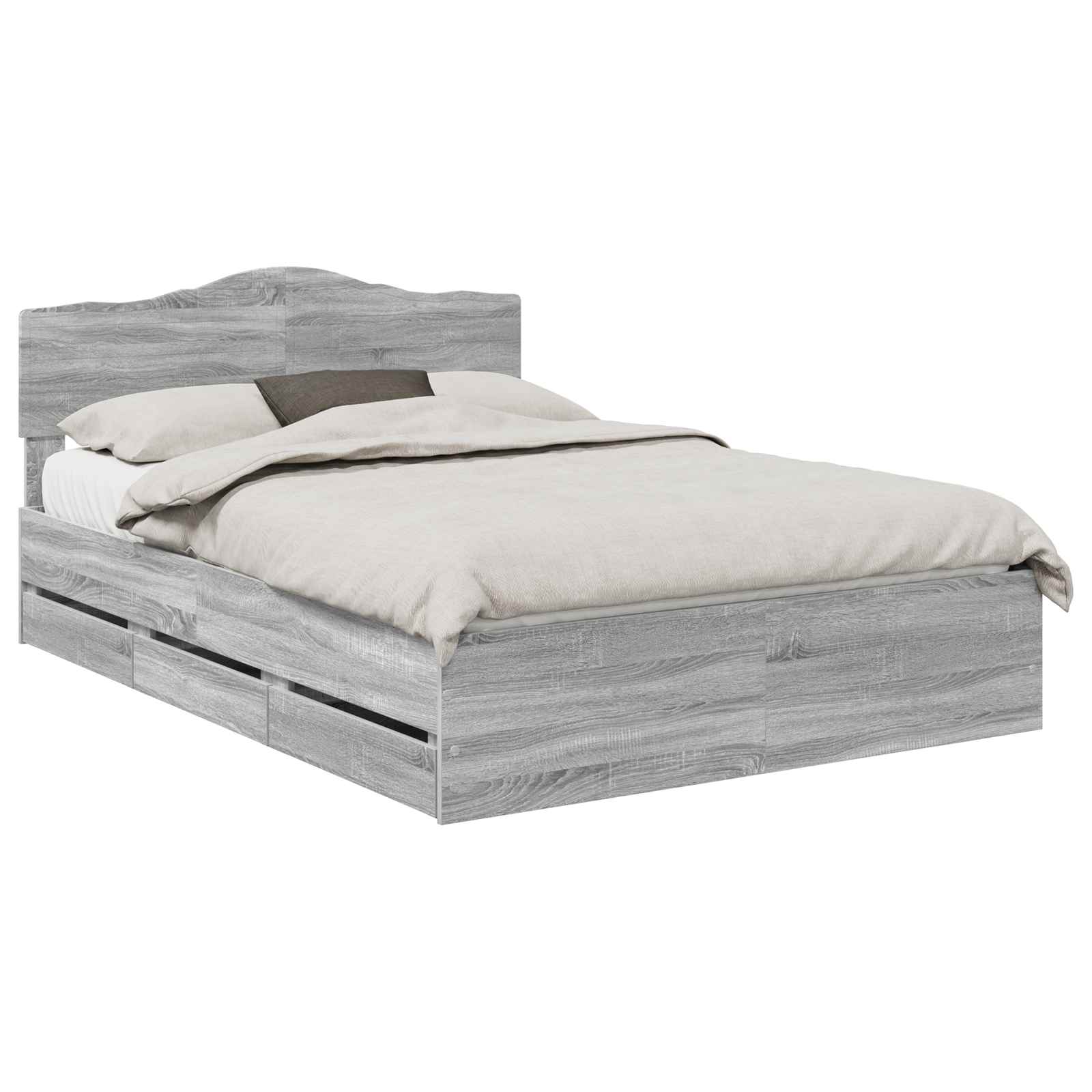 Bedframe met lade Grijs Sonoma 160 x 200 cm Ingenieurshout is nu te koop bij PeponiXL, paradijselijk wonen!