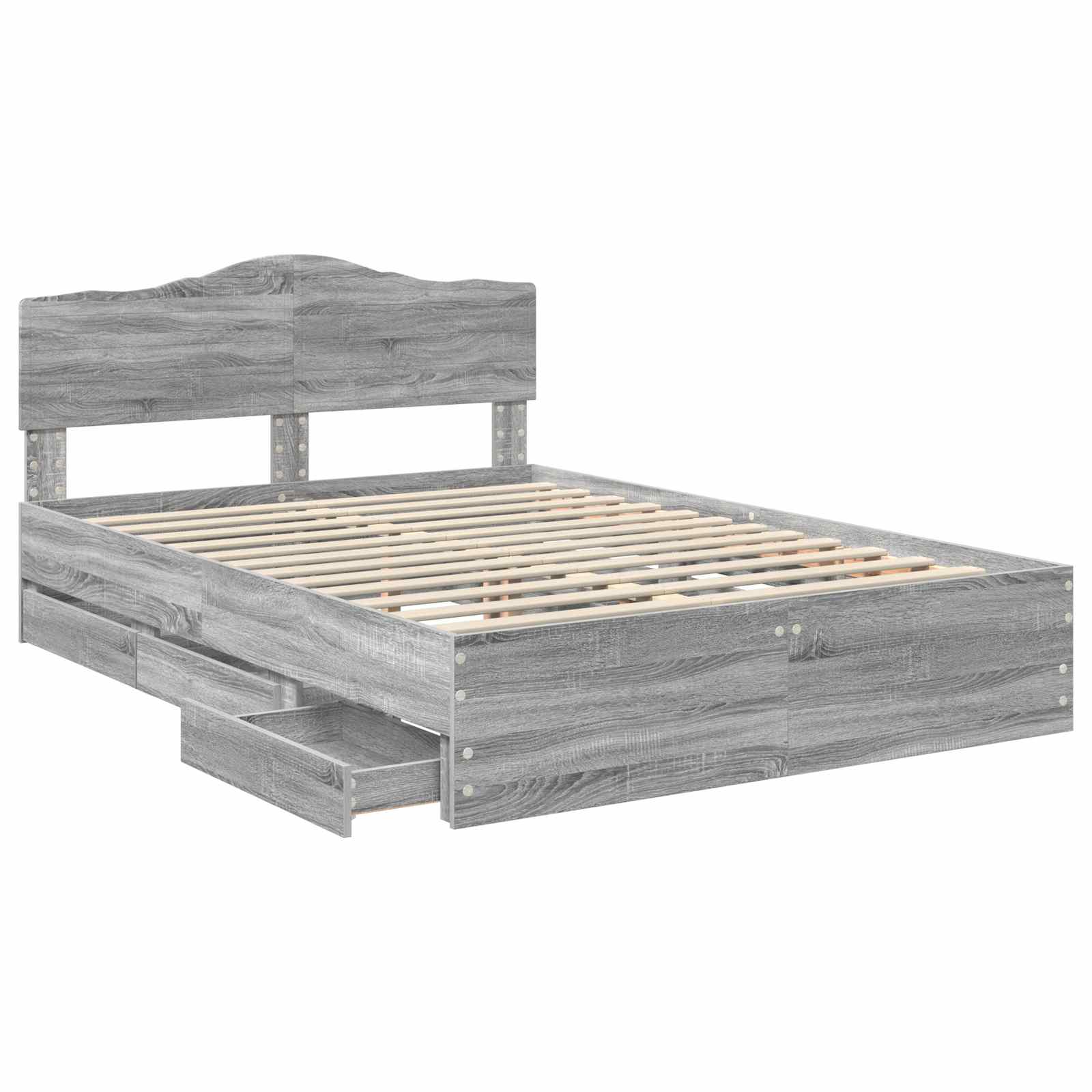 Bedframe met lade Grijs Sonoma 160 x 200 cm Ingenieurshout is nu te koop bij PeponiXL, paradijselijk wonen!