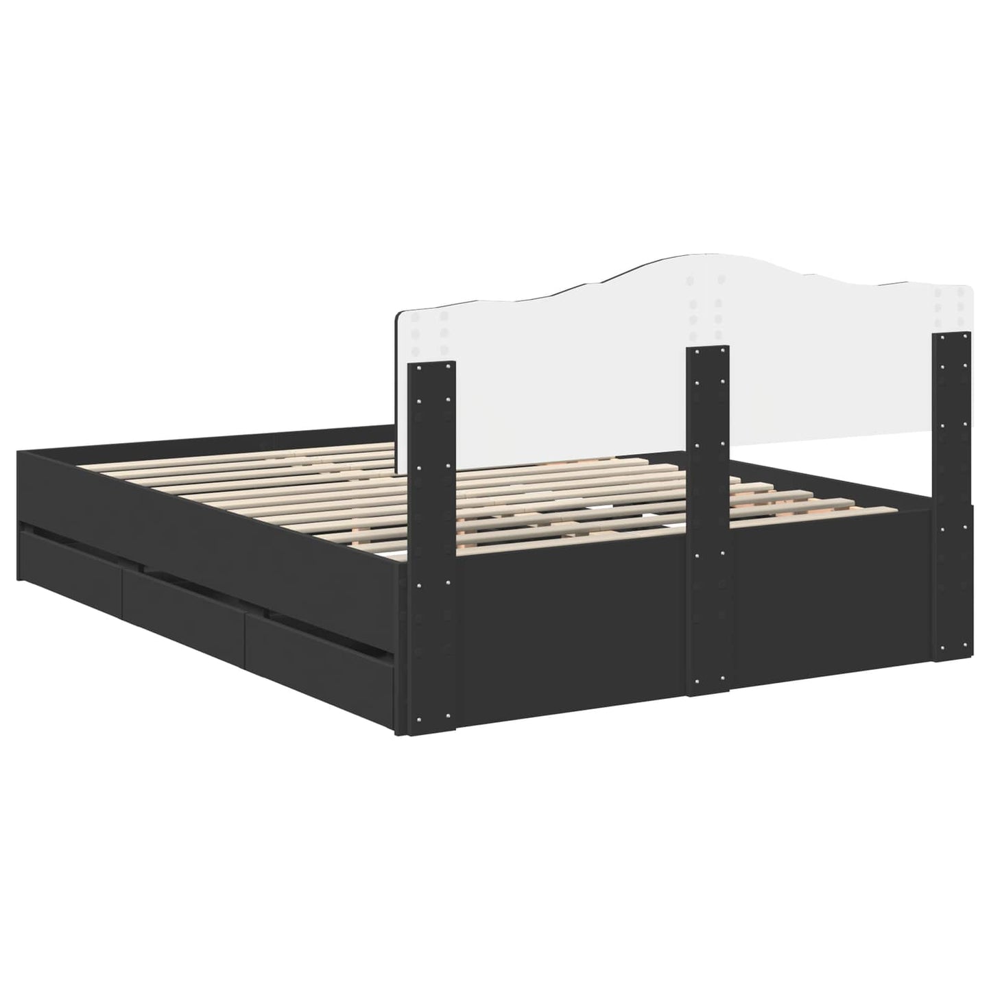 Bedframe met lade met opslag Zwart 150 x 200 cm Ingenieurshout is nu te koop bij PeponiXL, paradijselijk wonen!