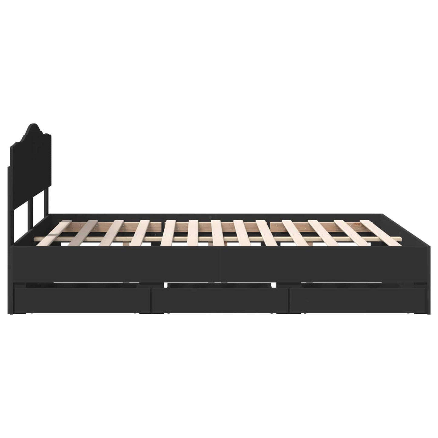 Bedframe met lade met opslag Zwart 150 x 200 cm Ingenieurshout is nu te koop bij PeponiXL, paradijselijk wonen!