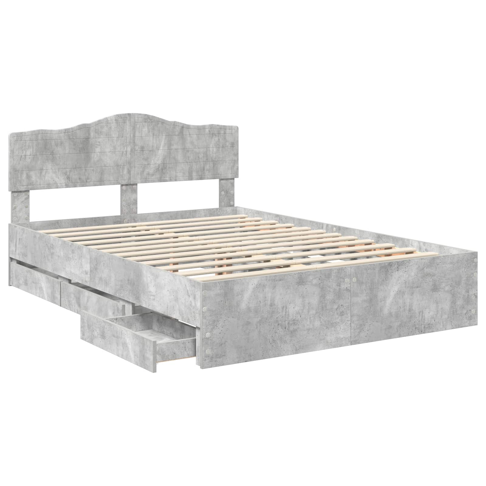 Bedframe met lade Beton Grijs 150 x 200 cm Ingenieurshout is nu te koop bij PeponiXL, paradijselijk wonen!
