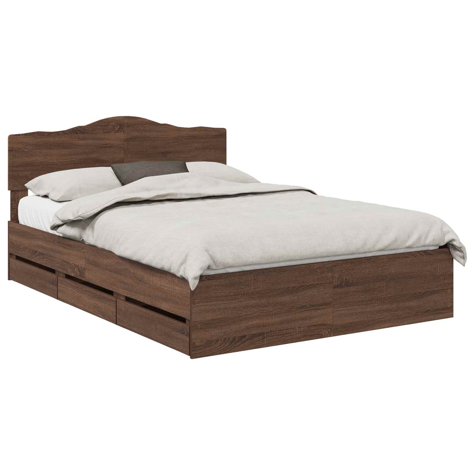 Bedframe met lade Bruin Eiken 150 x 200 cm Ingenieurshout is nu te koop bij PeponiXL, paradijselijk wonen!
