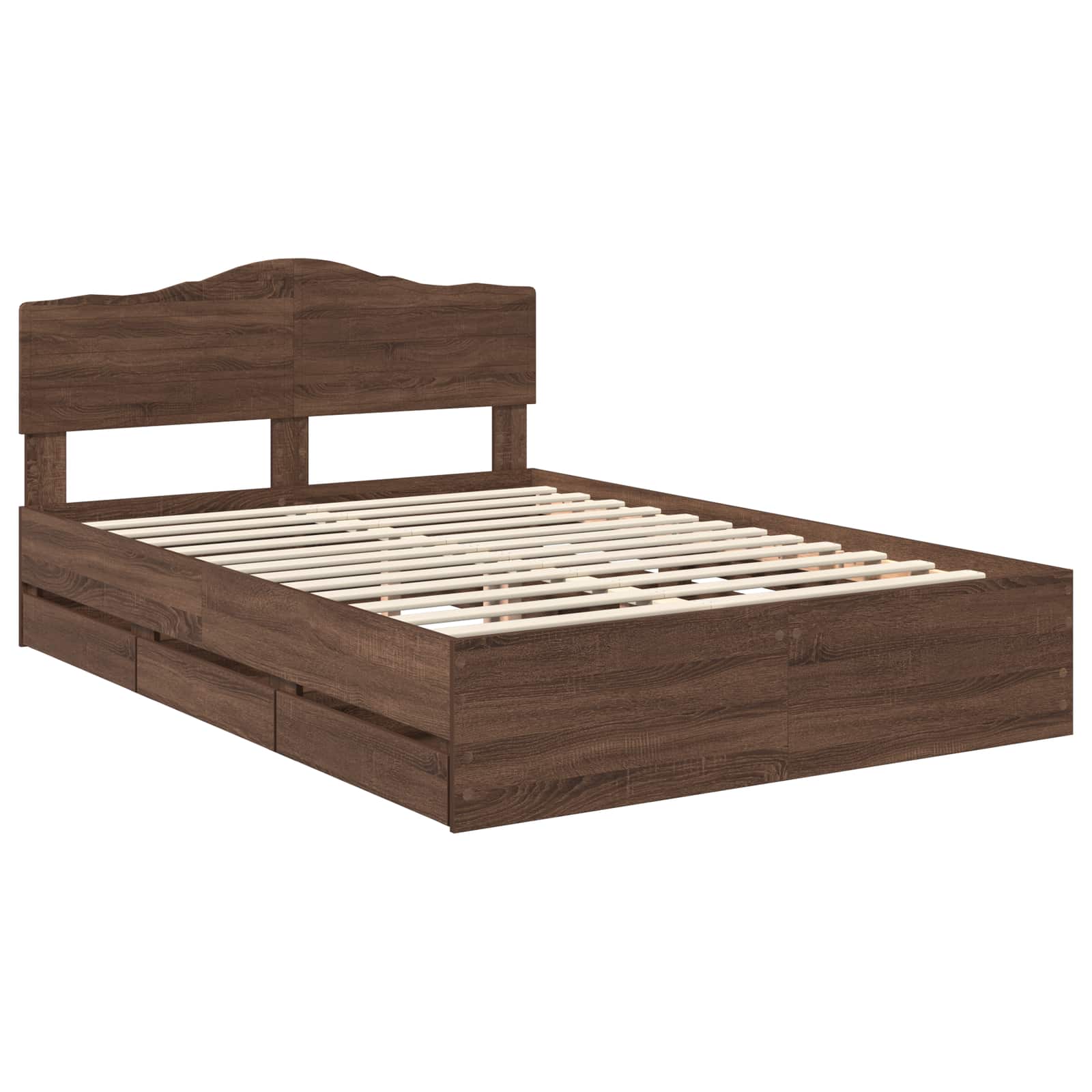 Bedframe met lade Bruin Eiken 150 x 200 cm Ingenieurshout is nu te koop bij PeponiXL, paradijselijk wonen!