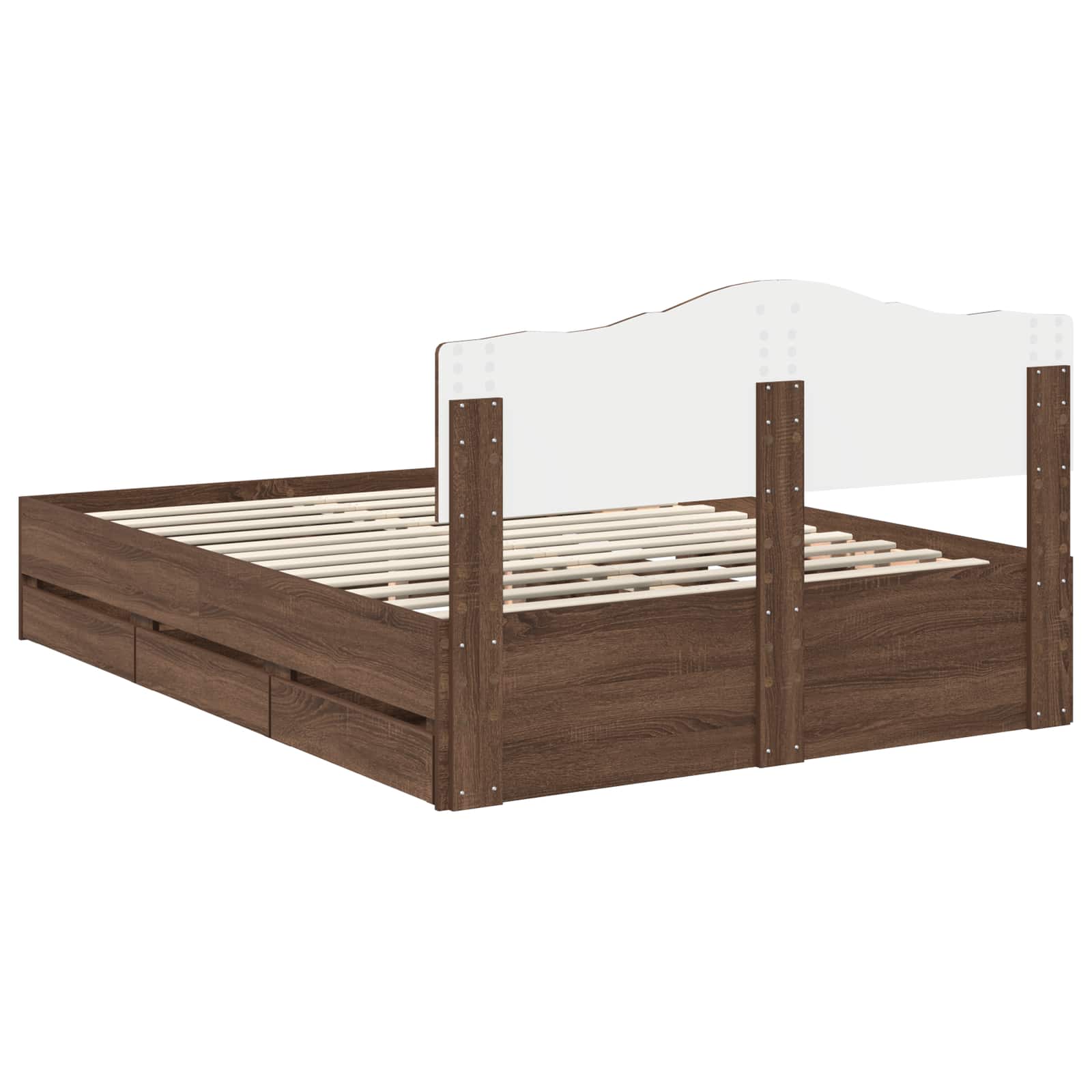 Bedframe met lade Bruin Eiken 150 x 200 cm Ingenieurshout is nu te koop bij PeponiXL, paradijselijk wonen!