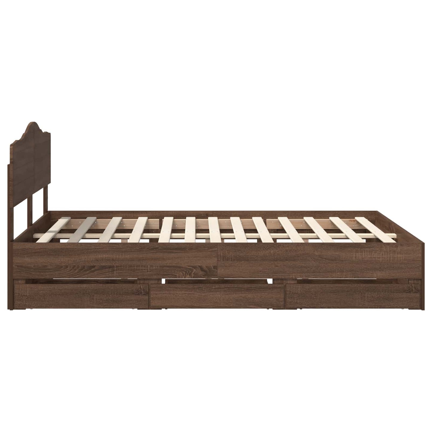 Bedframe met lade Bruin Eiken 150 x 200 cm Ingenieurshout is nu te koop bij PeponiXL, paradijselijk wonen!