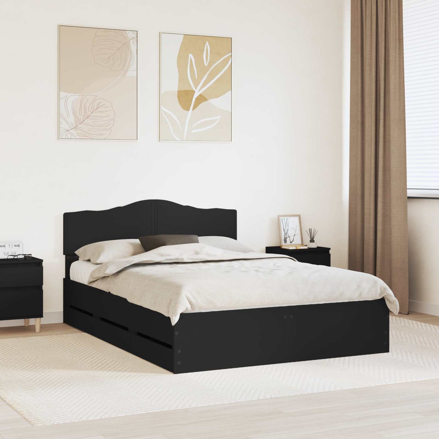 Bedframe met lade met opslag Zwart 140 x 200 cm Ingenieurshout is nu te koop bij PeponiXL, paradijselijk wonen!