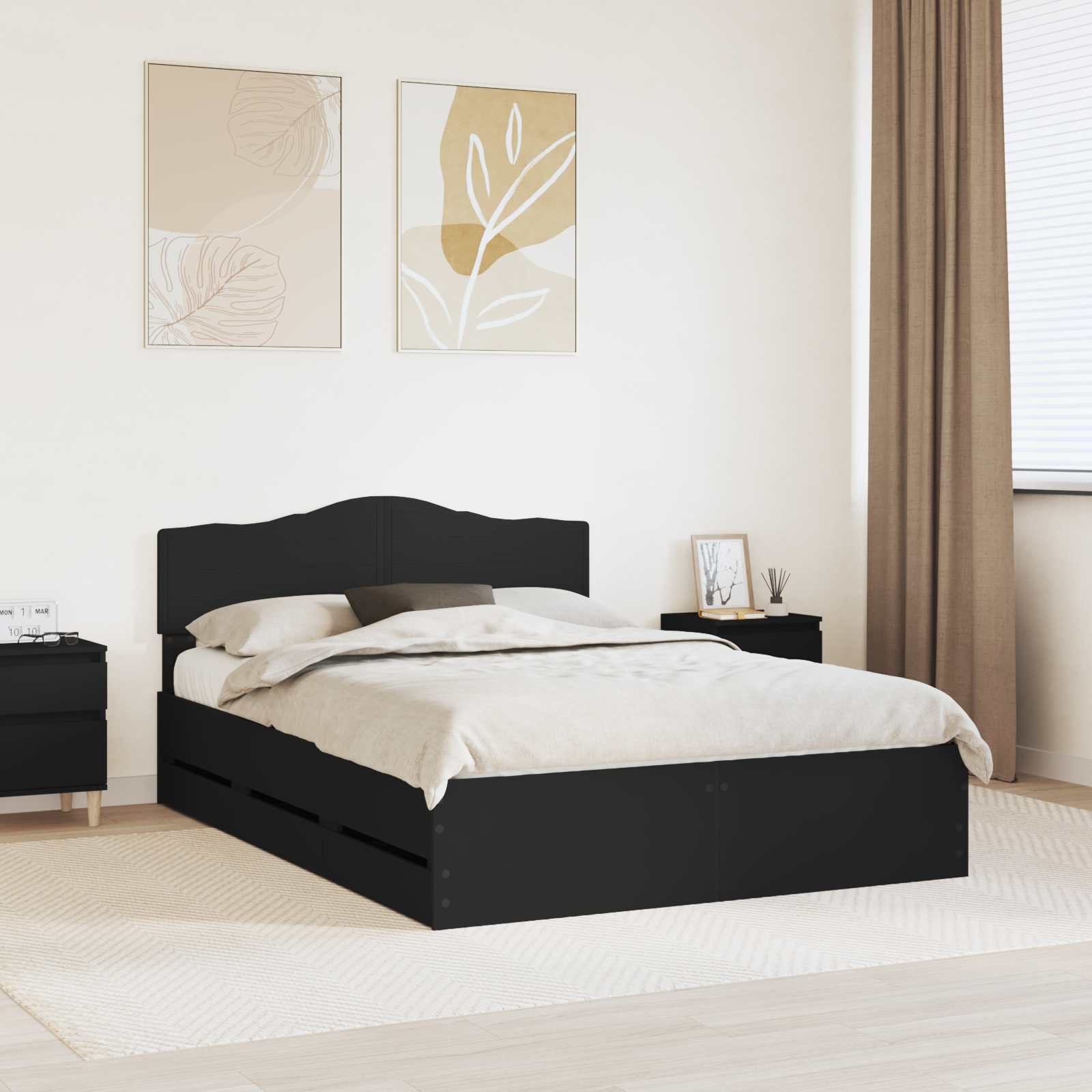Bedframe met lade met opslag Zwart 140 x 200 cm Ingenieurshout is nu te koop bij PeponiXL, paradijselijk wonen!