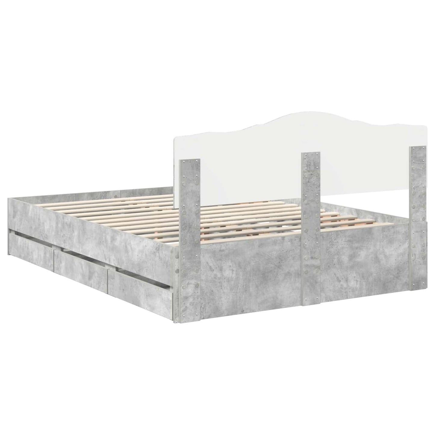 Bedframe met lade Beton Grijs 140 x 200 cm Ingenieurshout is nu te koop bij PeponiXL, paradijselijk wonen!