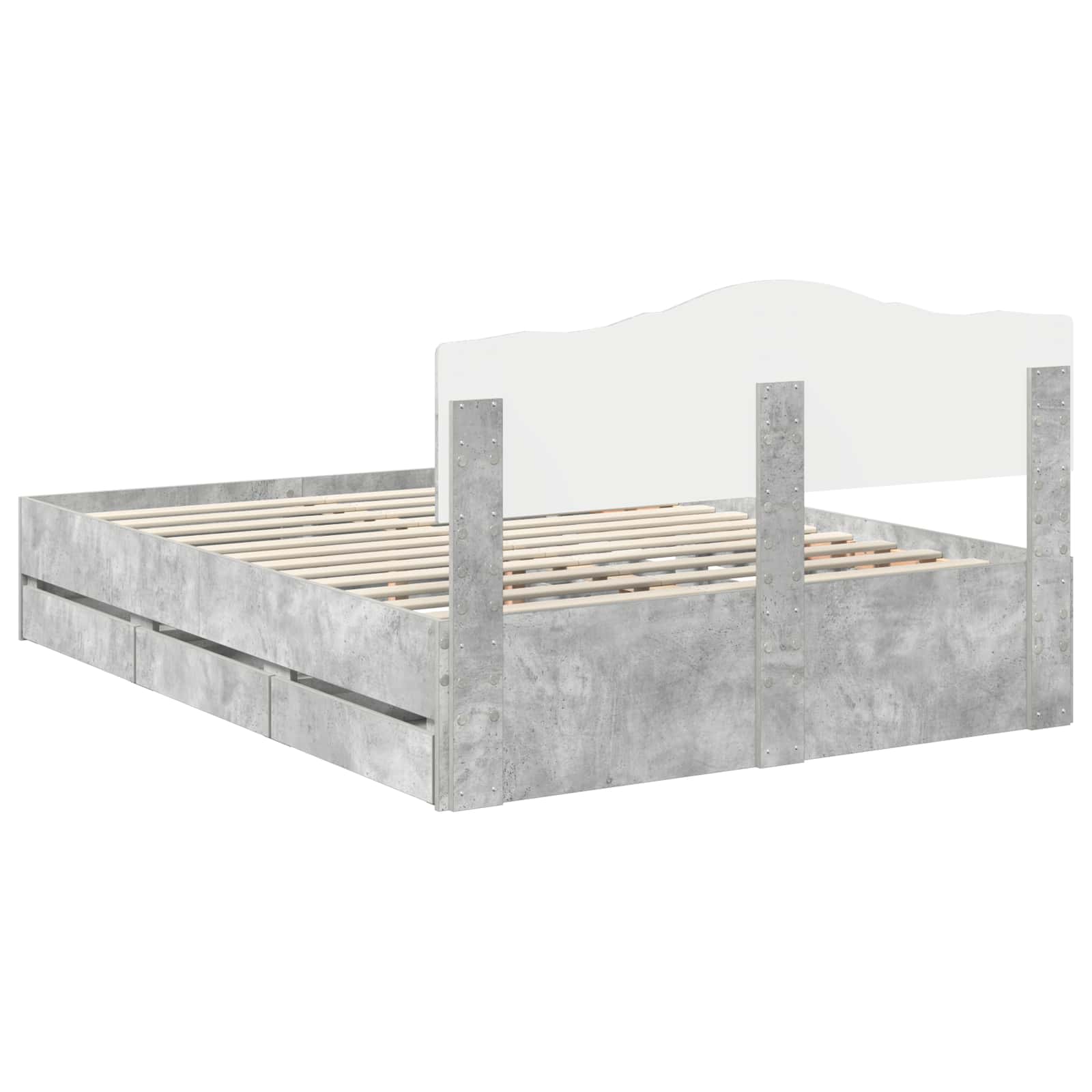 Bedframe met lade Beton Grijs 140 x 200 cm Ingenieurshout is nu te koop bij PeponiXL, paradijselijk wonen!