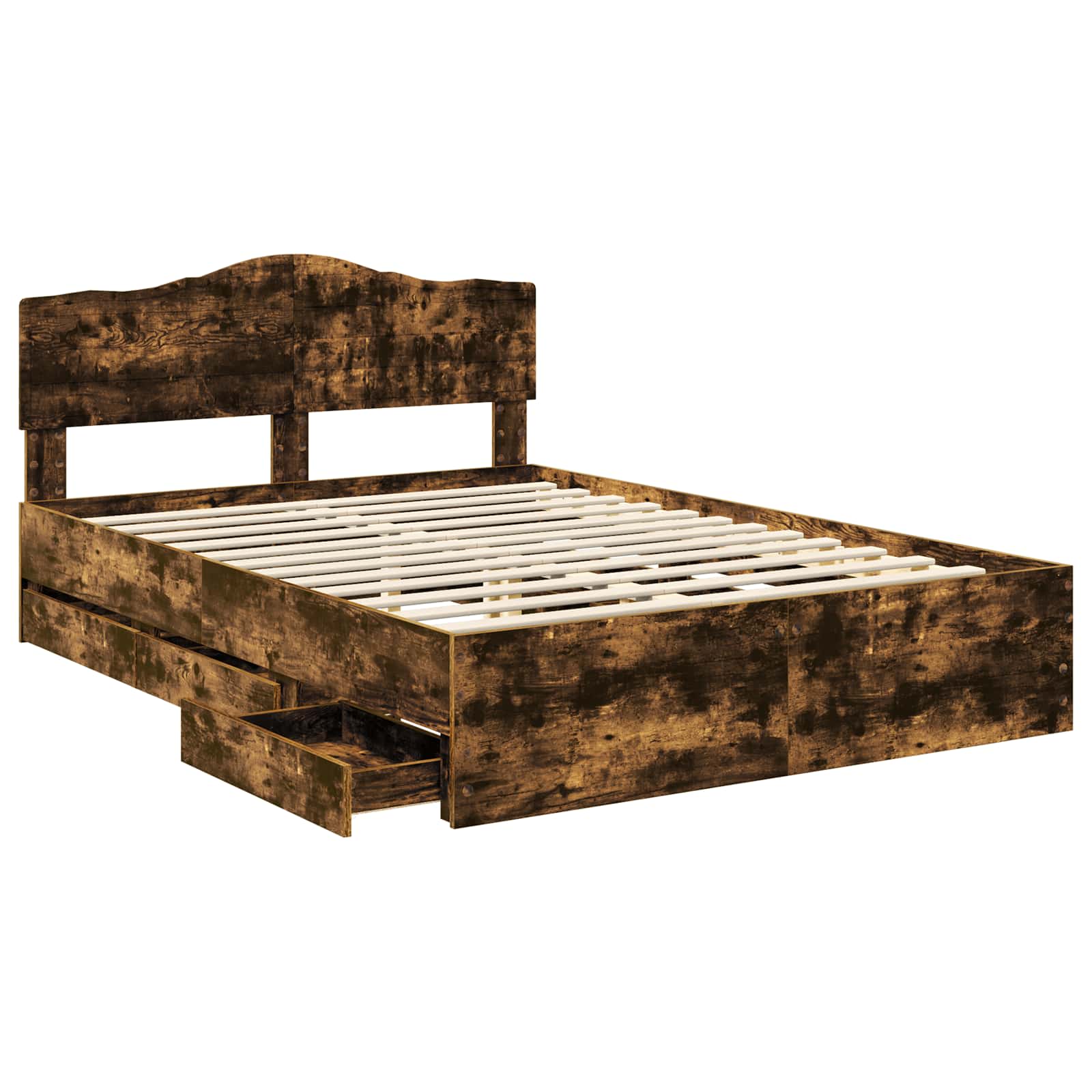 Bedframe met lade Gerookt eiken 140 x 200 cm Ingenieurshout is nu te koop bij PeponiXL, paradijselijk wonen!