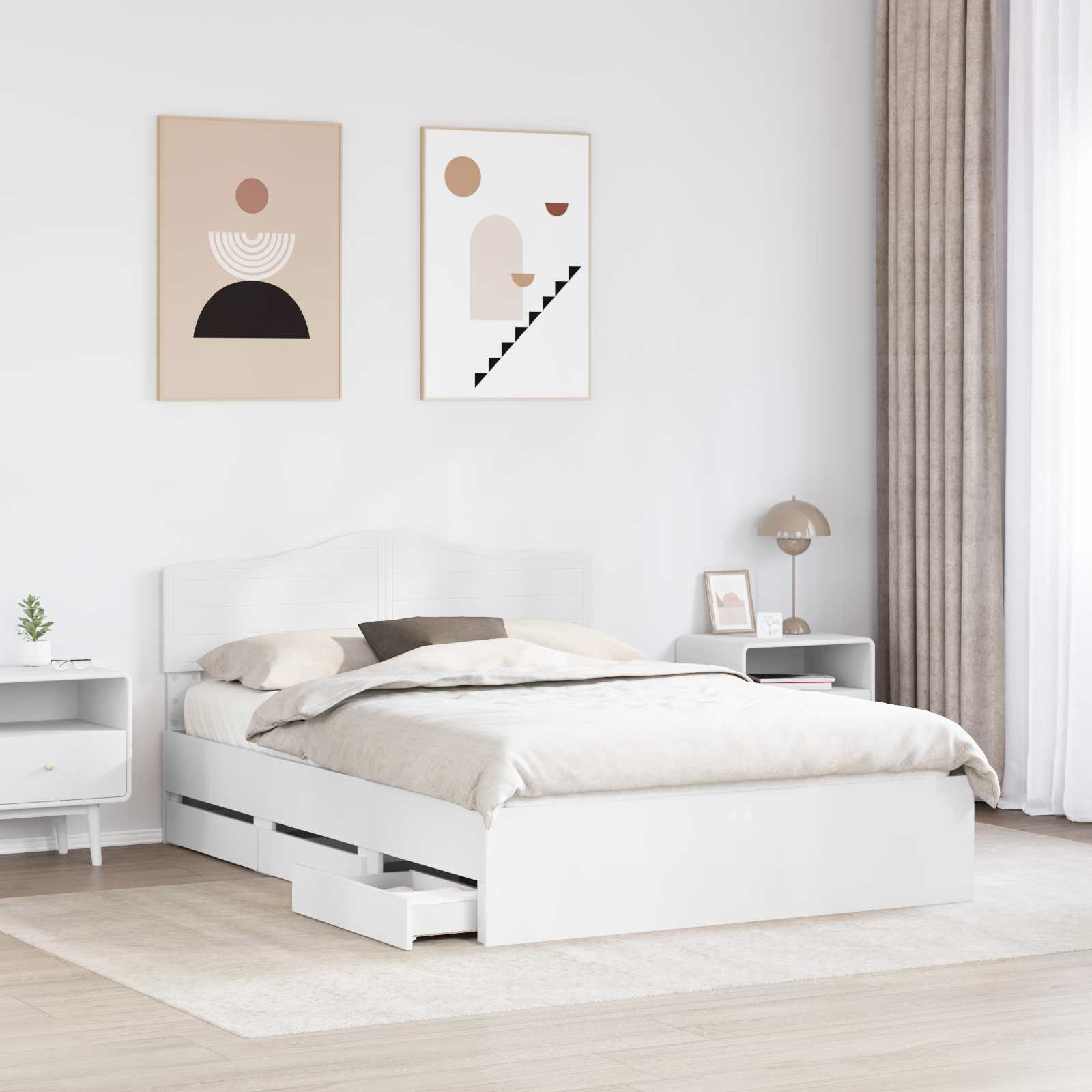 Bedframe met lade met opslag Wit 140 x 190 cm Ingenieurshout is nu te koop bij PeponiXL, paradijselijk wonen!