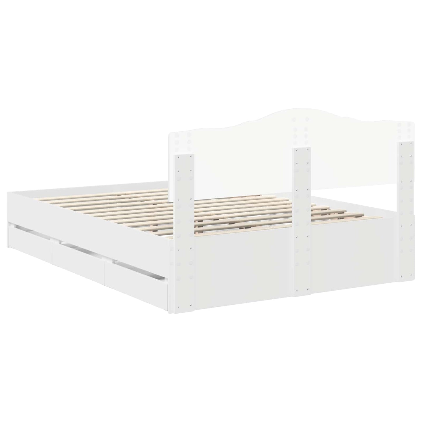 Bedframe met lade met opslag Wit 140 x 190 cm Ingenieurshout is nu te koop bij PeponiXL, paradijselijk wonen!