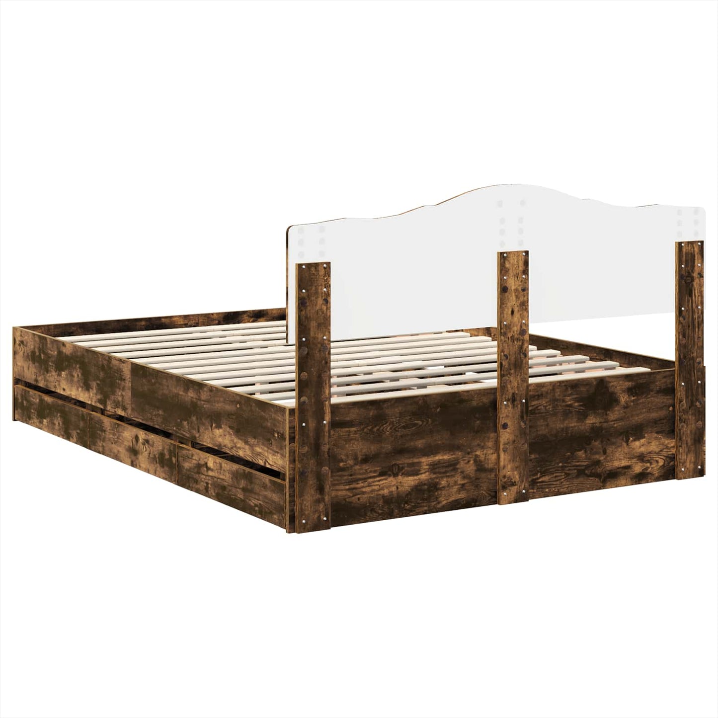 Bedframe met lade Gerookt eiken 140 x 190 cm Ingenieurshout is nu te koop bij PeponiXL, paradijselijk wonen!