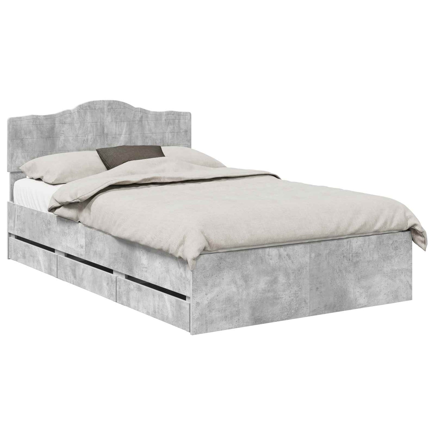 Bedframe met lade Beton Grijs 135 x 190 cm Ingenieurshout is nu te koop bij PeponiXL, paradijselijk wonen!