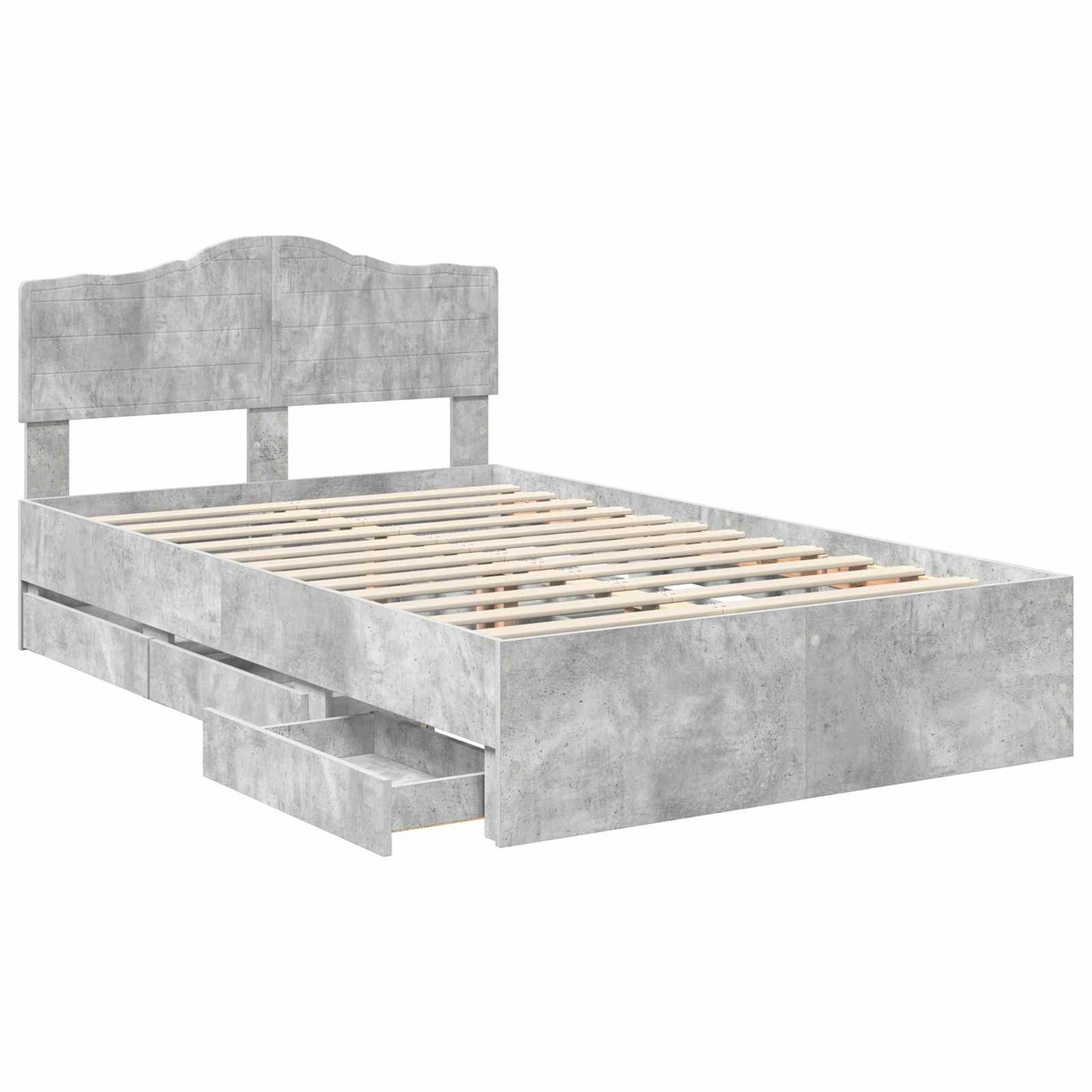 Bedframe met lade Beton Grijs 135 x 190 cm Ingenieurshout is nu te koop bij PeponiXL, paradijselijk wonen!