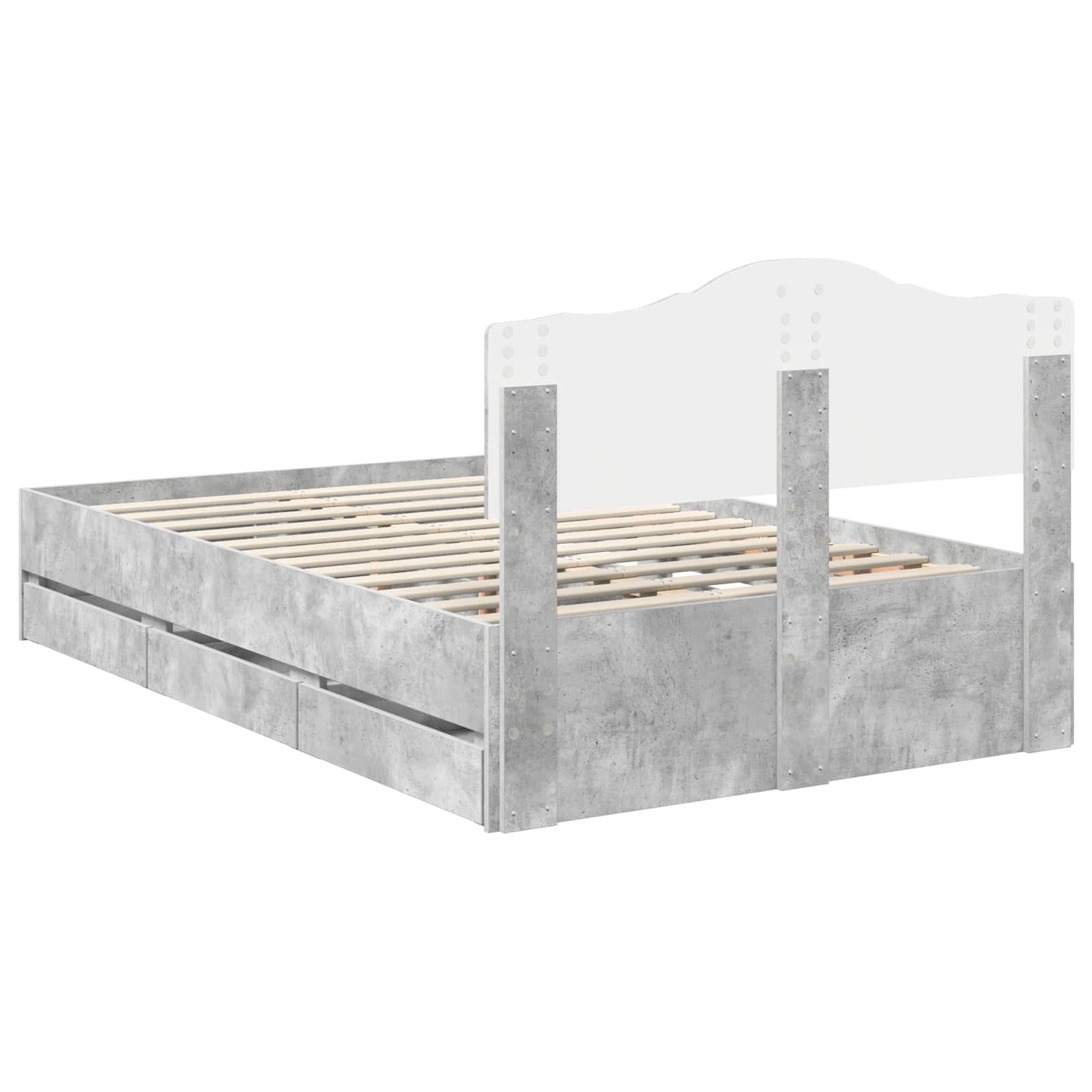 Bedframe met lade Beton Grijs 135 x 190 cm Ingenieurshout is nu te koop bij PeponiXL, paradijselijk wonen!