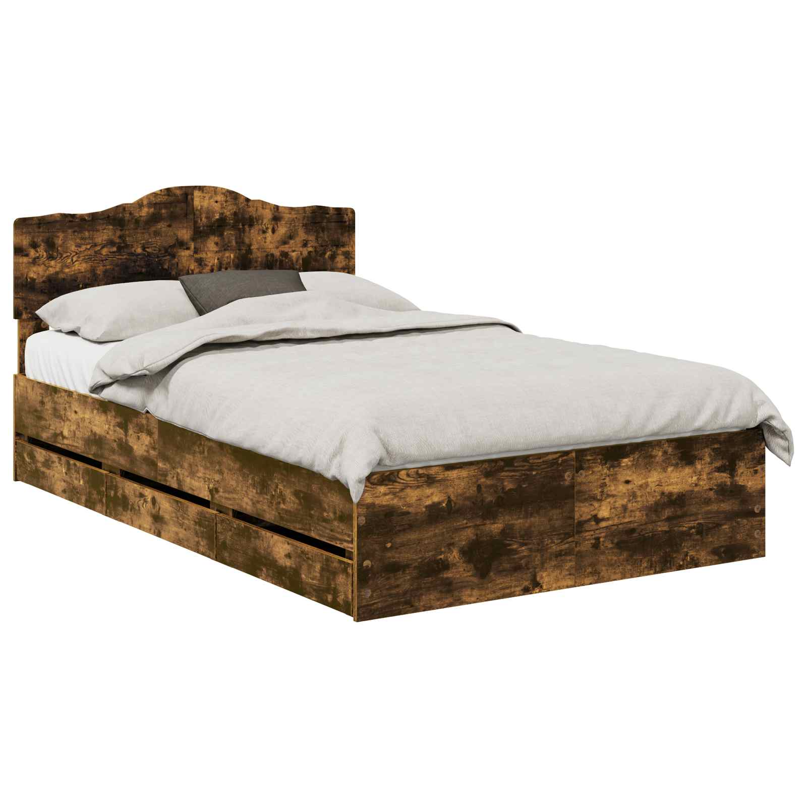 Bedframe met lade Gerookt eiken 135 x 190 cm Ingenieurshout is nu te koop bij PeponiXL, paradijselijk wonen!