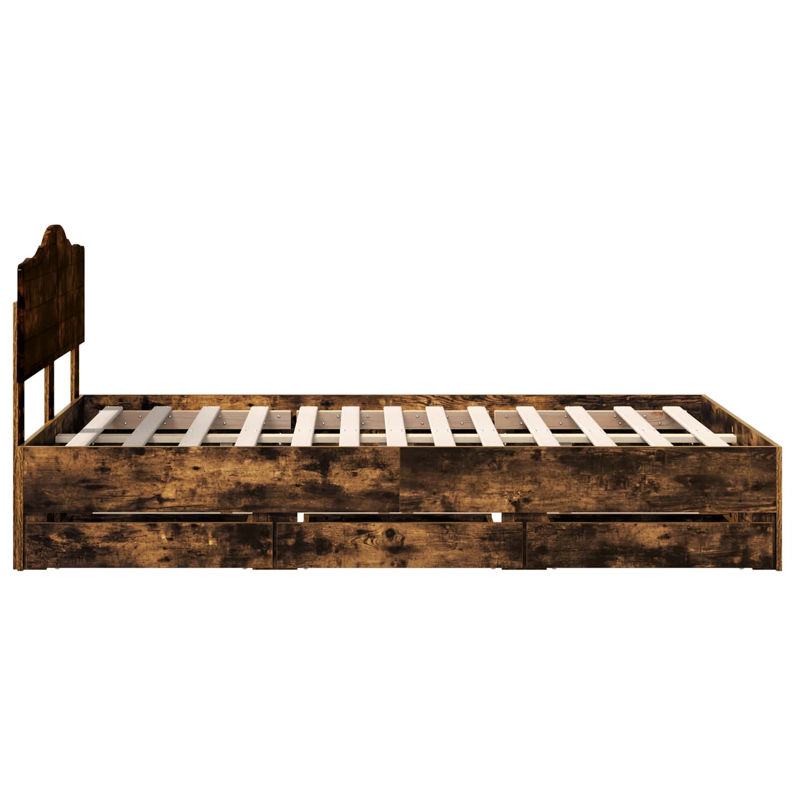 Bedframe met lade Gerookt eiken 135 x 190 cm Ingenieurshout is nu te koop bij PeponiXL, paradijselijk wonen!